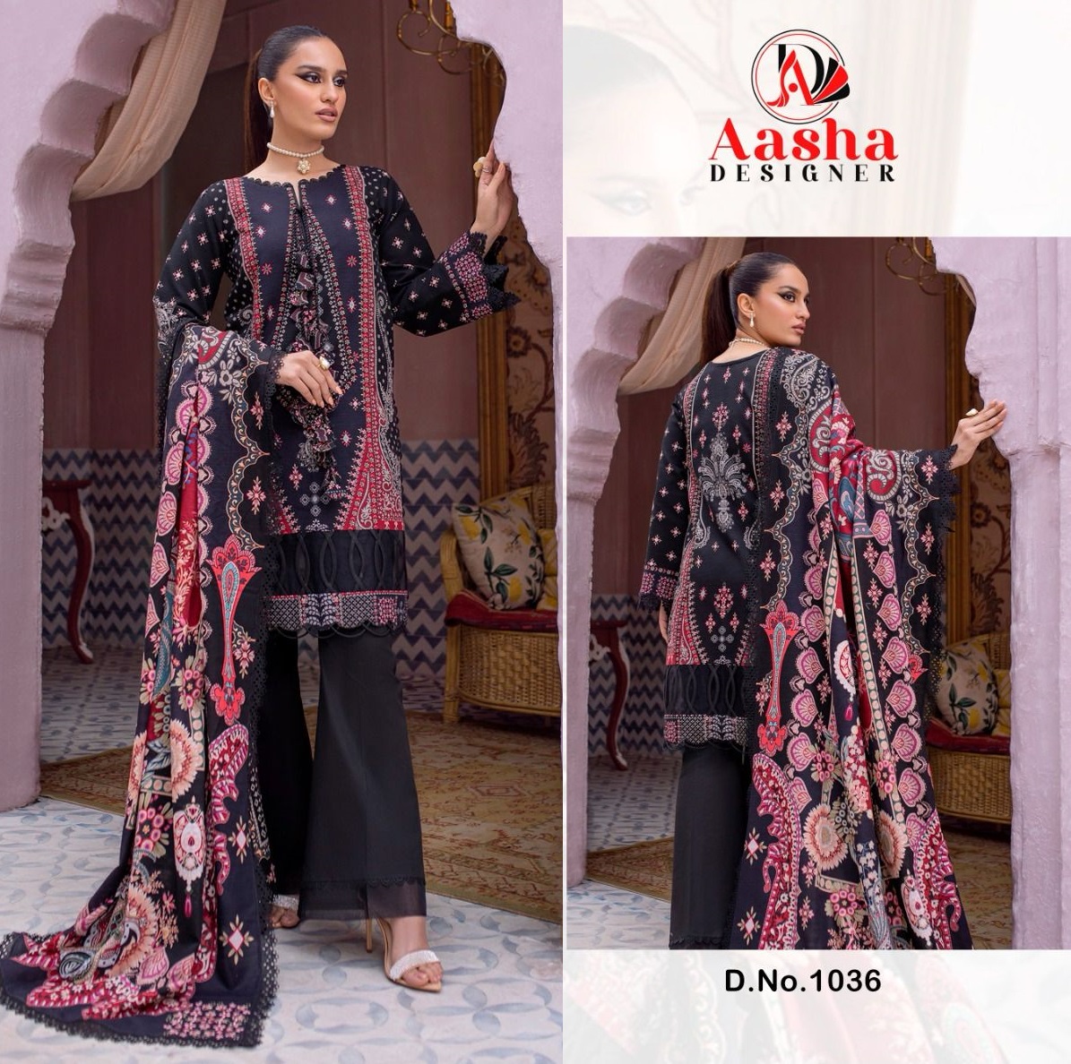 AASHA DESIGNS 1036 COTTON PAKISTANI SUITS