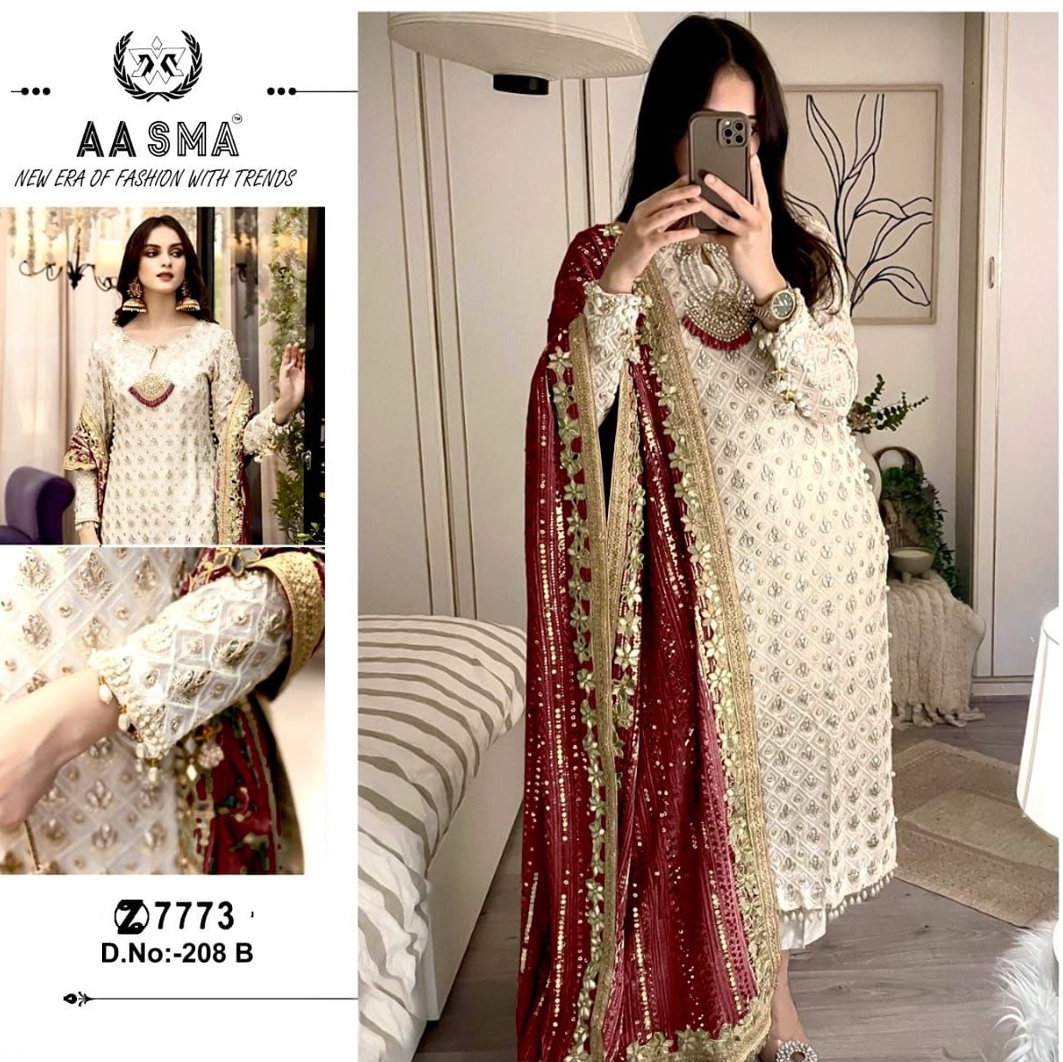 AASMA 208 B PAKISTANI SUITS WHOLESALE