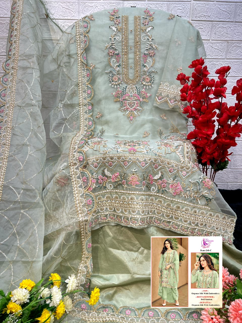 DINSAA SUIT 240 A TO D PAKISTANI SUITS WHOLESALE