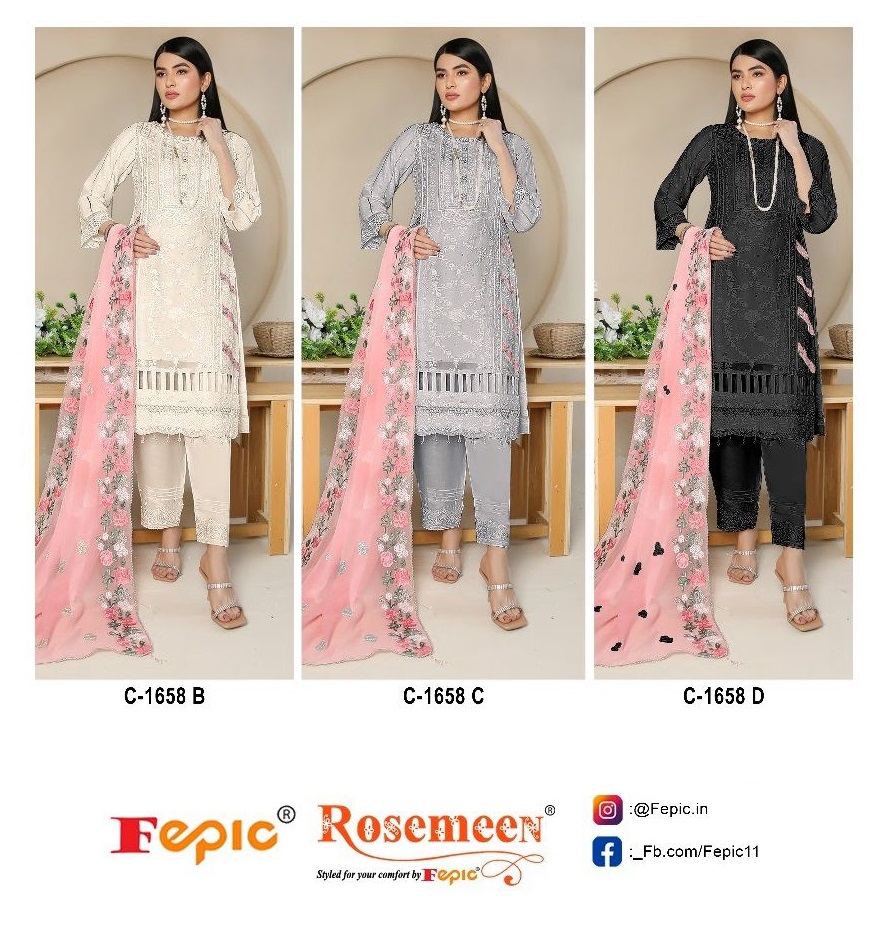 FEPIC C 1658 B C D ROSEMEEN PAKISTANI SUITS