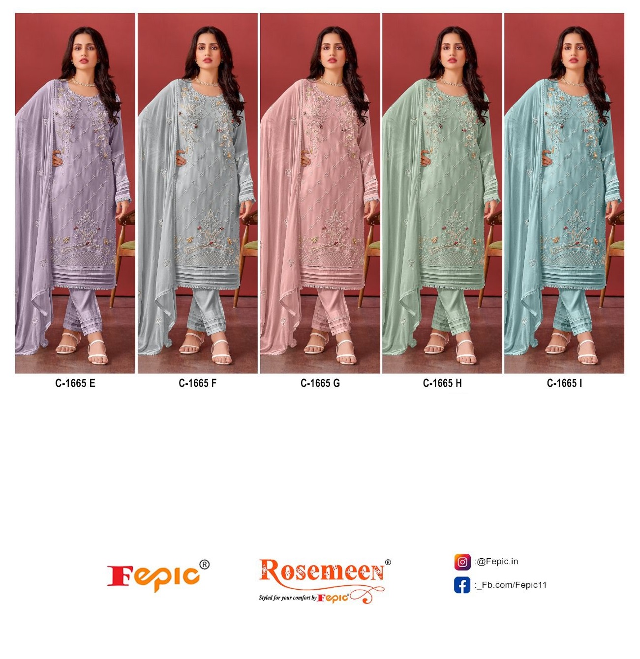 FEPIC C 1665 E TO I ROSEMEEN PAKISTANI SUITS