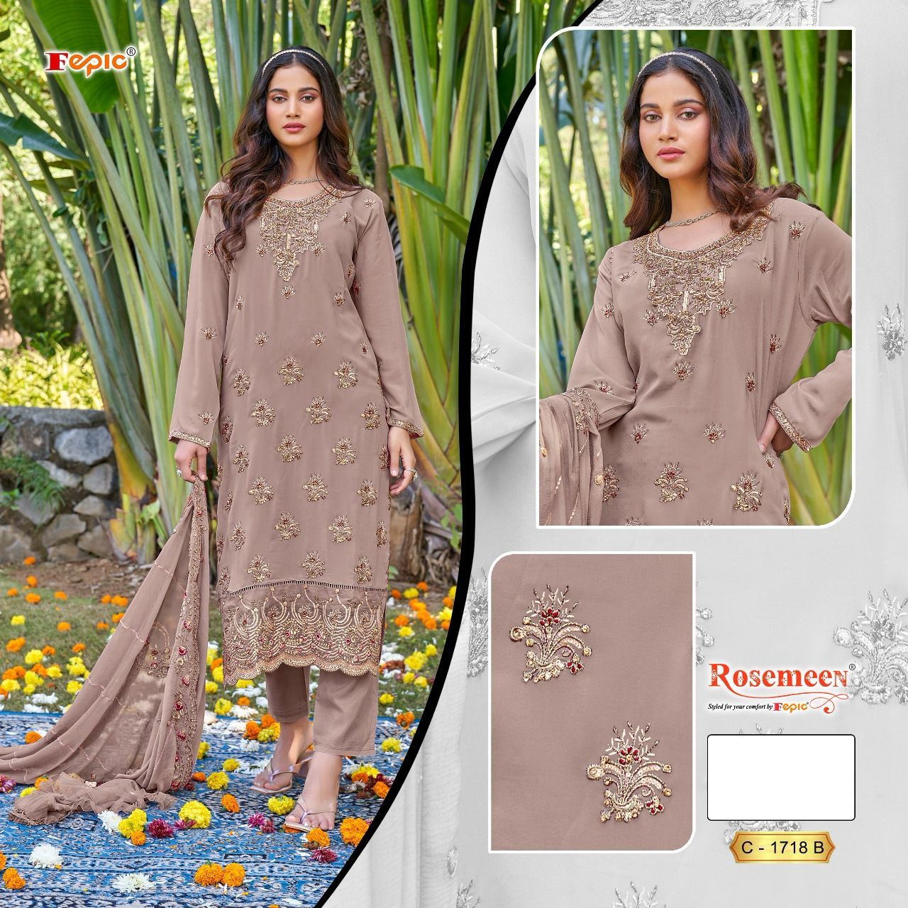 FEPIC C 1718 B ROSEMEEN PAKISTANI SUITS IN INDIA