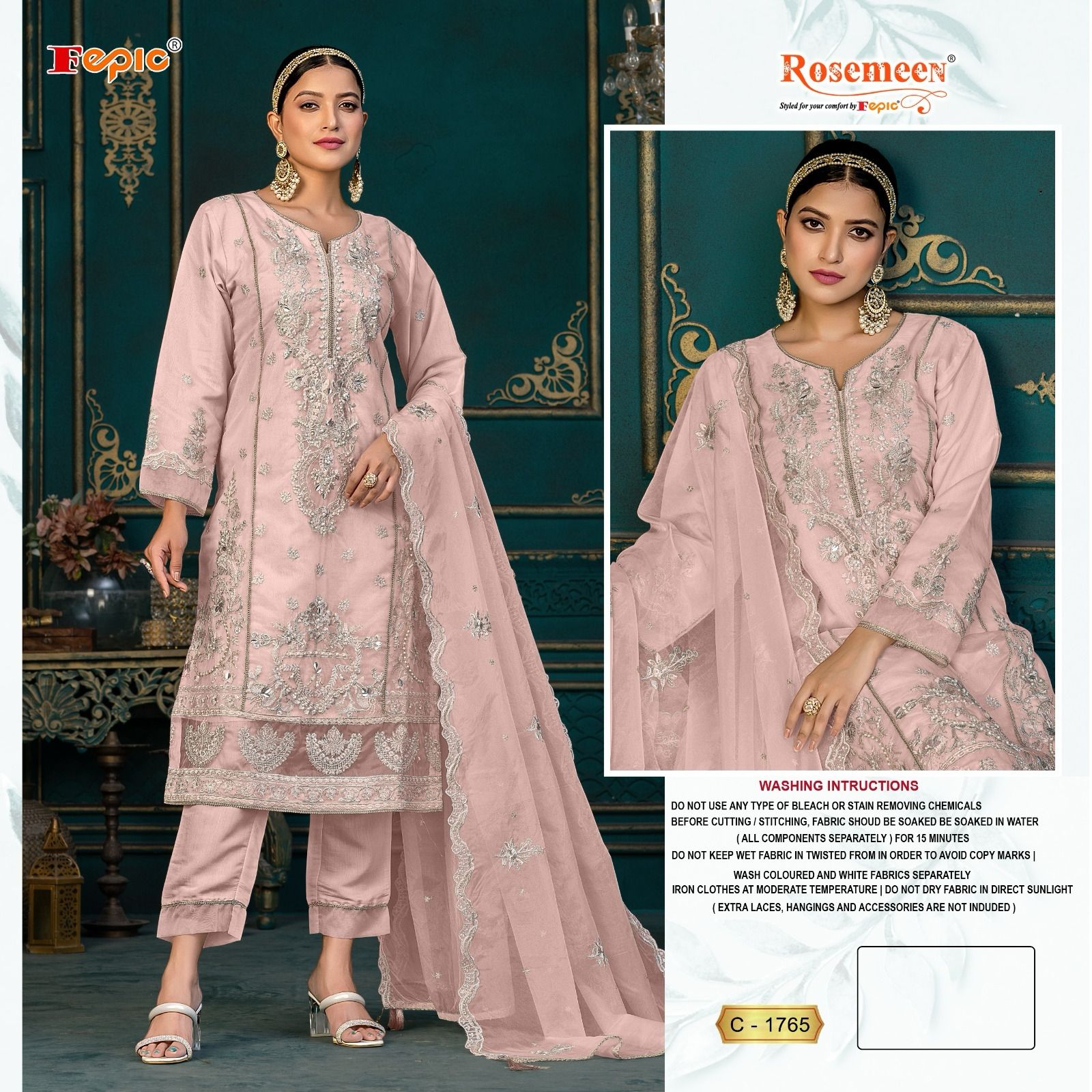 FEPIC C 1765 CRAFTED NEEDLE ROSEMEEN PAKISTANI SUITS