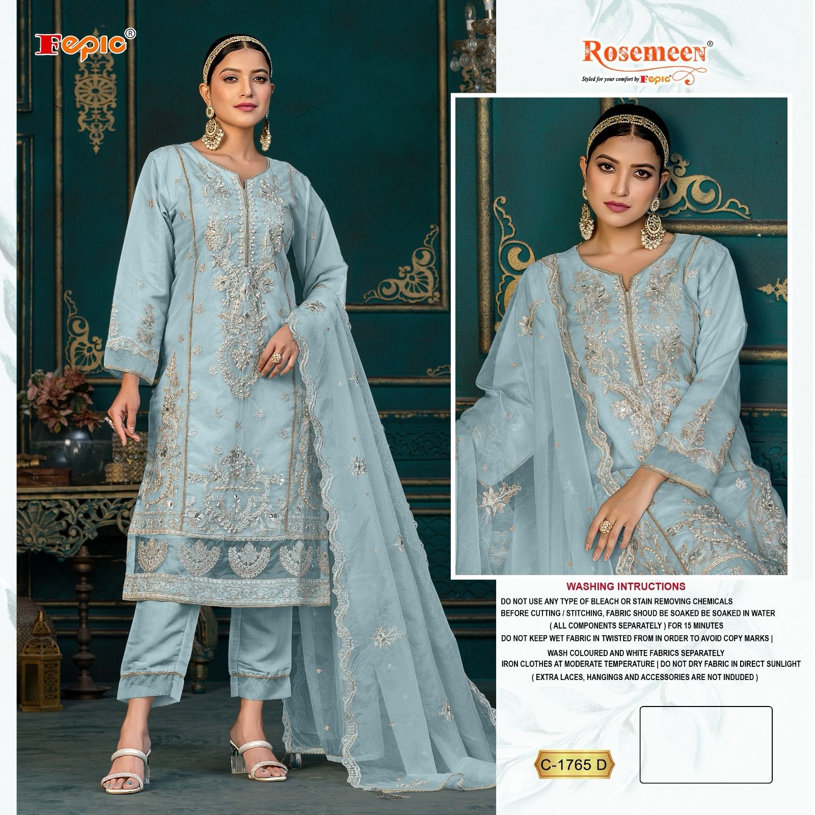 FEPIC C 1765 CRAFTED NEEDLE ROSEMEEN PAKISTANI SUITS