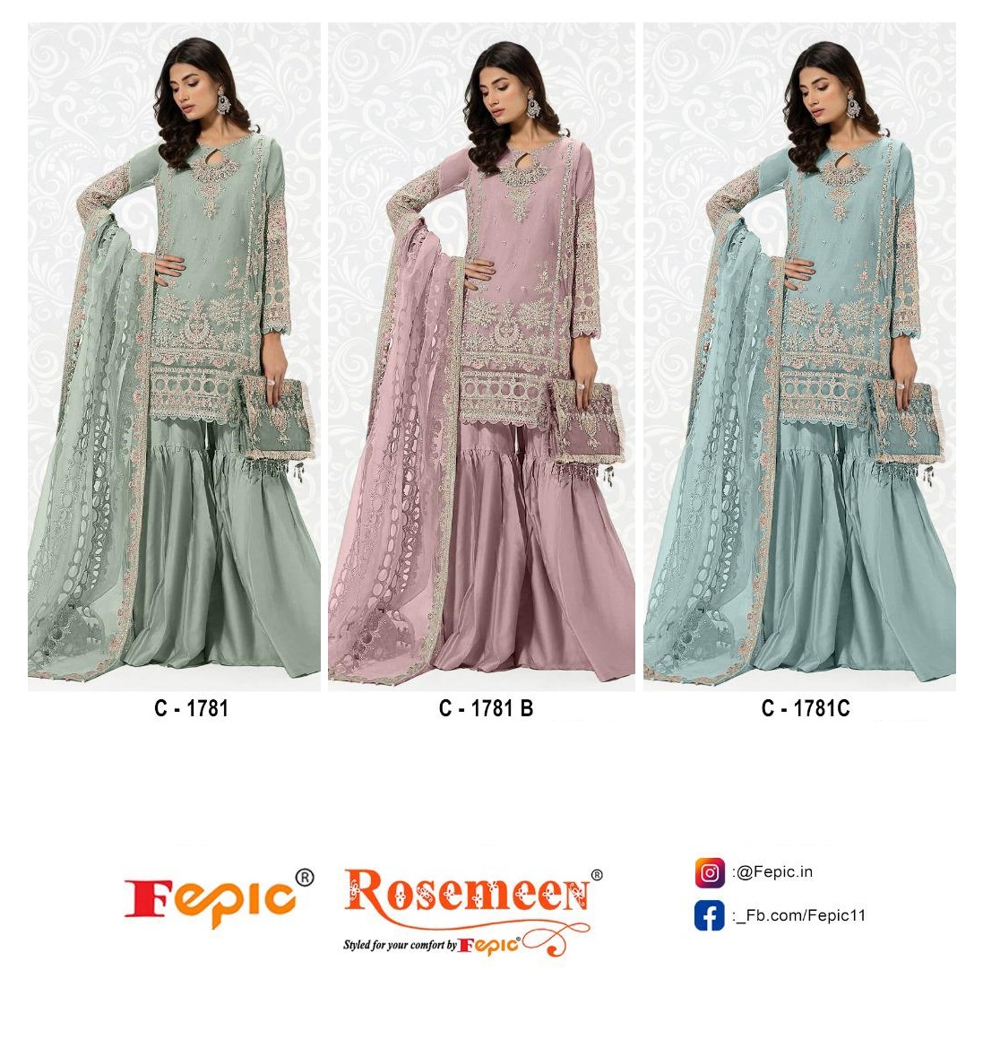 FEPIC C 1781 ROSEMEEN PAKISTANI SUITS IN INDIA