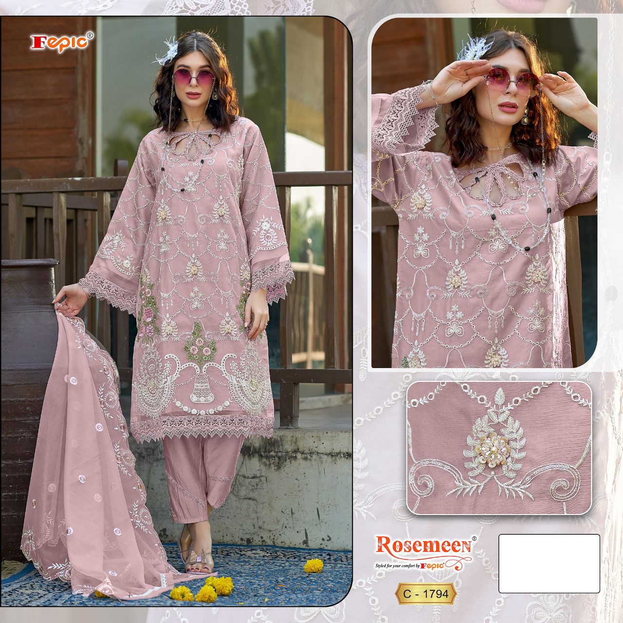 FEPIC C 1794 ROSEMEEN PAKISTANI SUITS WHOLESALE