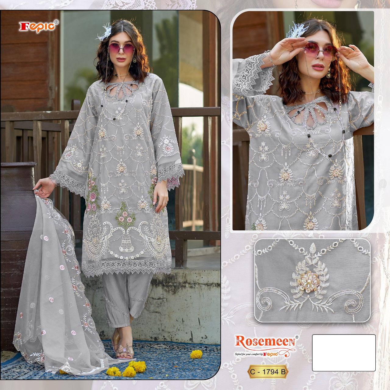 FEPIC C 1794 ROSEMEEN PAKISTANI SUITS WHOLESALE