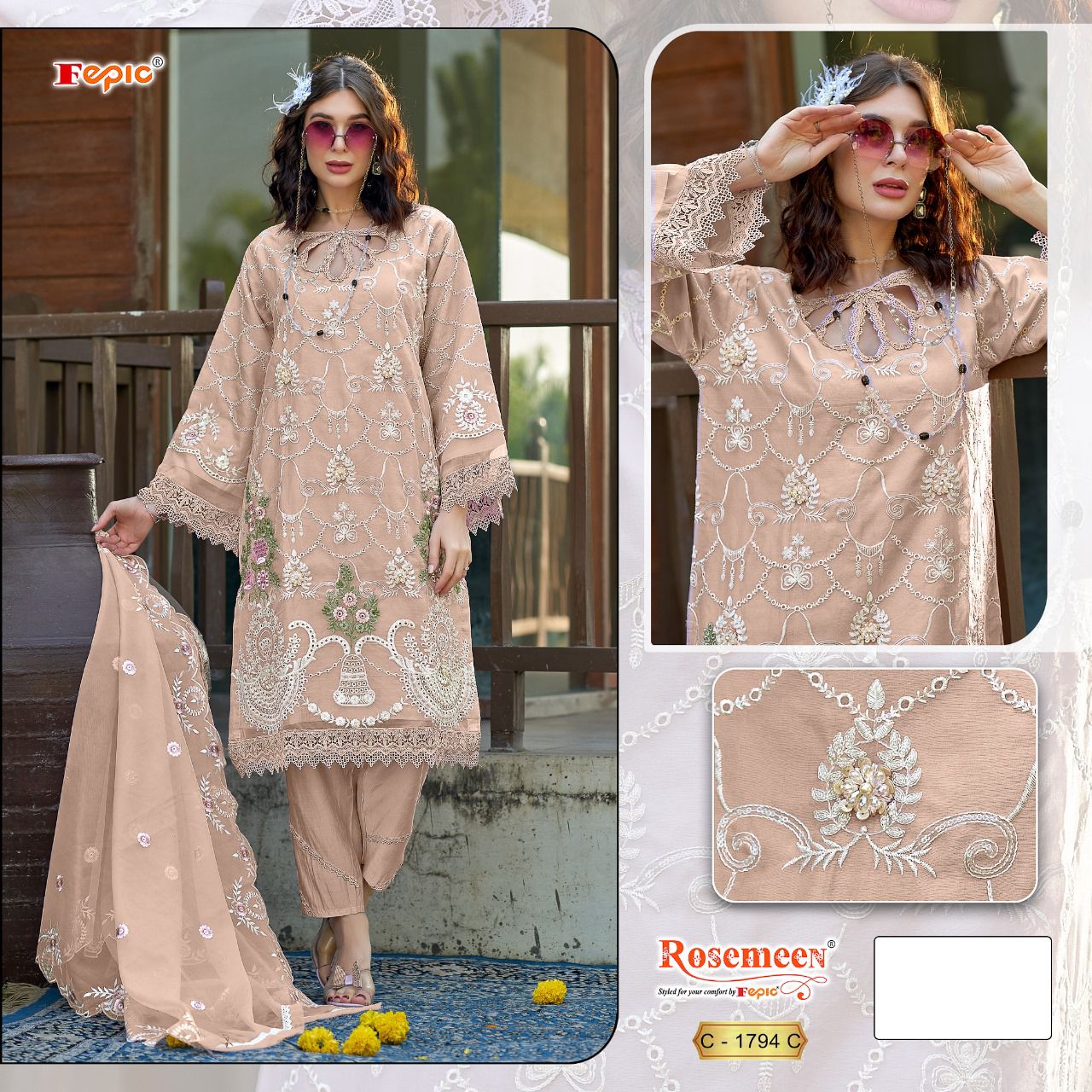 FEPIC C 1794 ROSEMEEN PAKISTANI SUITS WHOLESALE