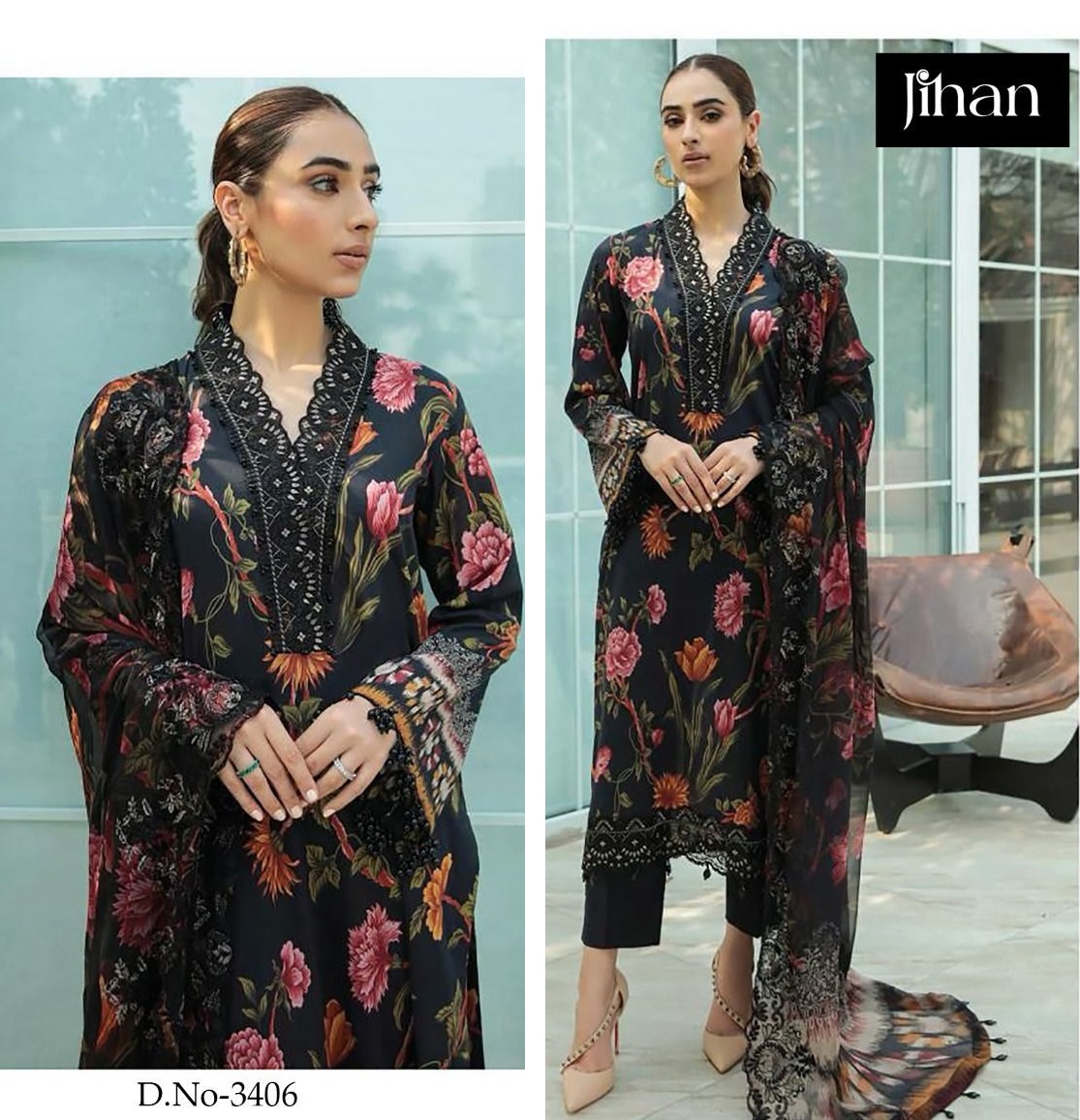 JIHAN 3406 COTTON PAKISTANI SUITS WHOLESALE