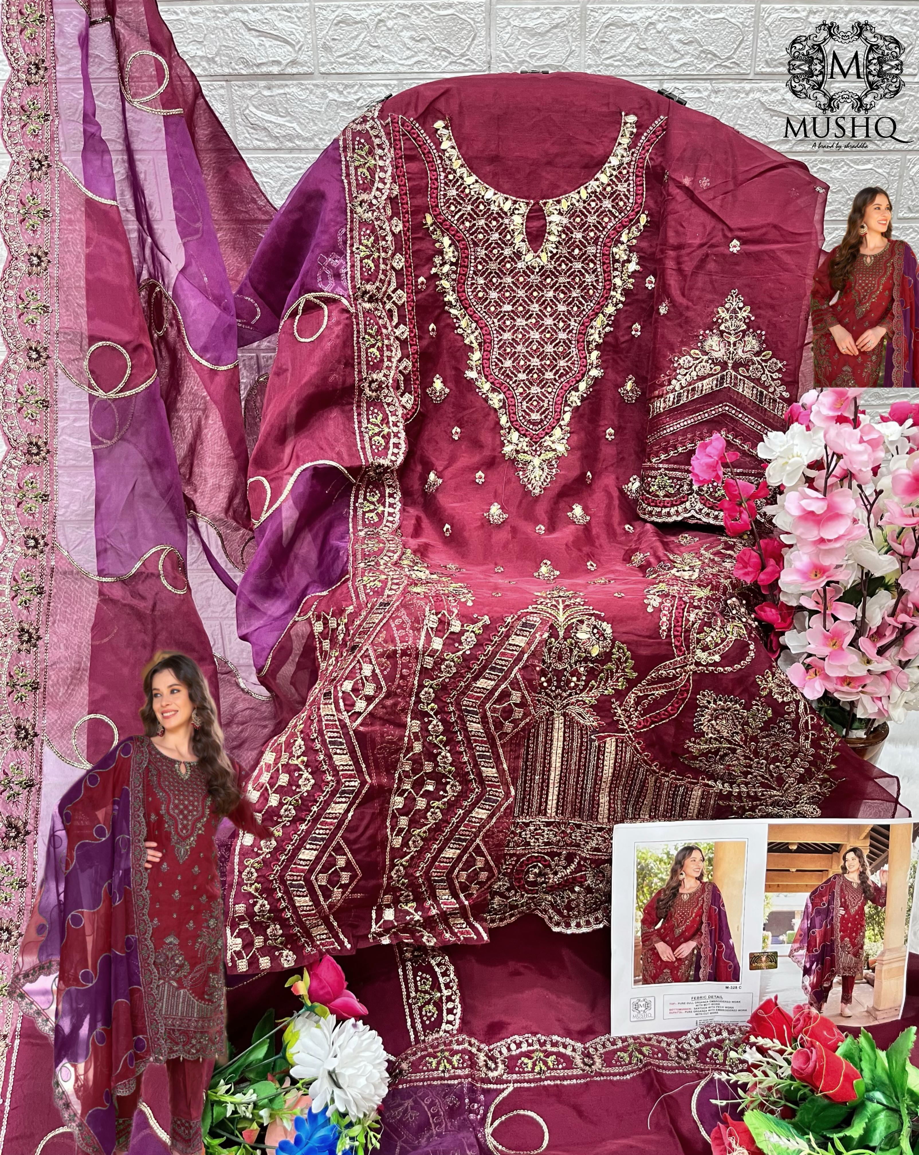 MUSHQ M 328 A B C D PAKISTANI SUITS IN INDIA