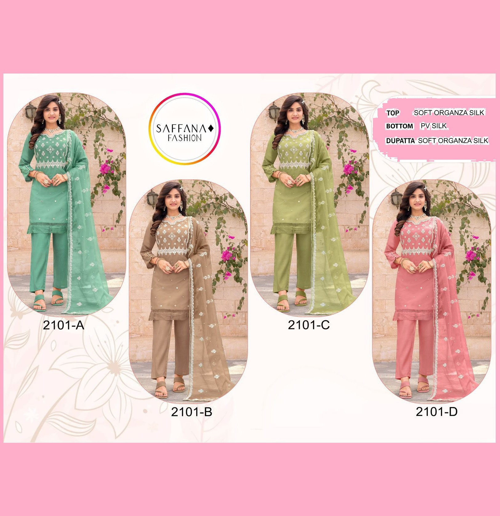 SAFFANA FASHION 2101 A B C D READYMADE SUITS