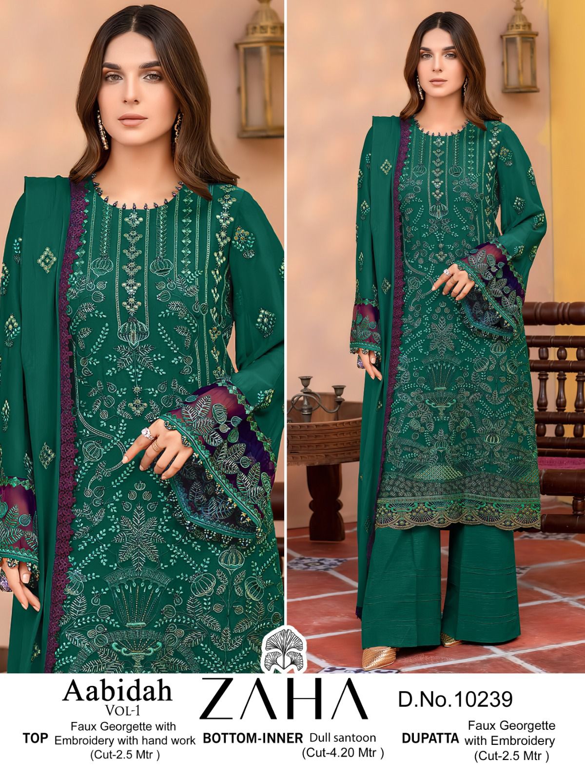 ZAHA 10239 AABIDAH VOL 1 PAKISTANI SUITS