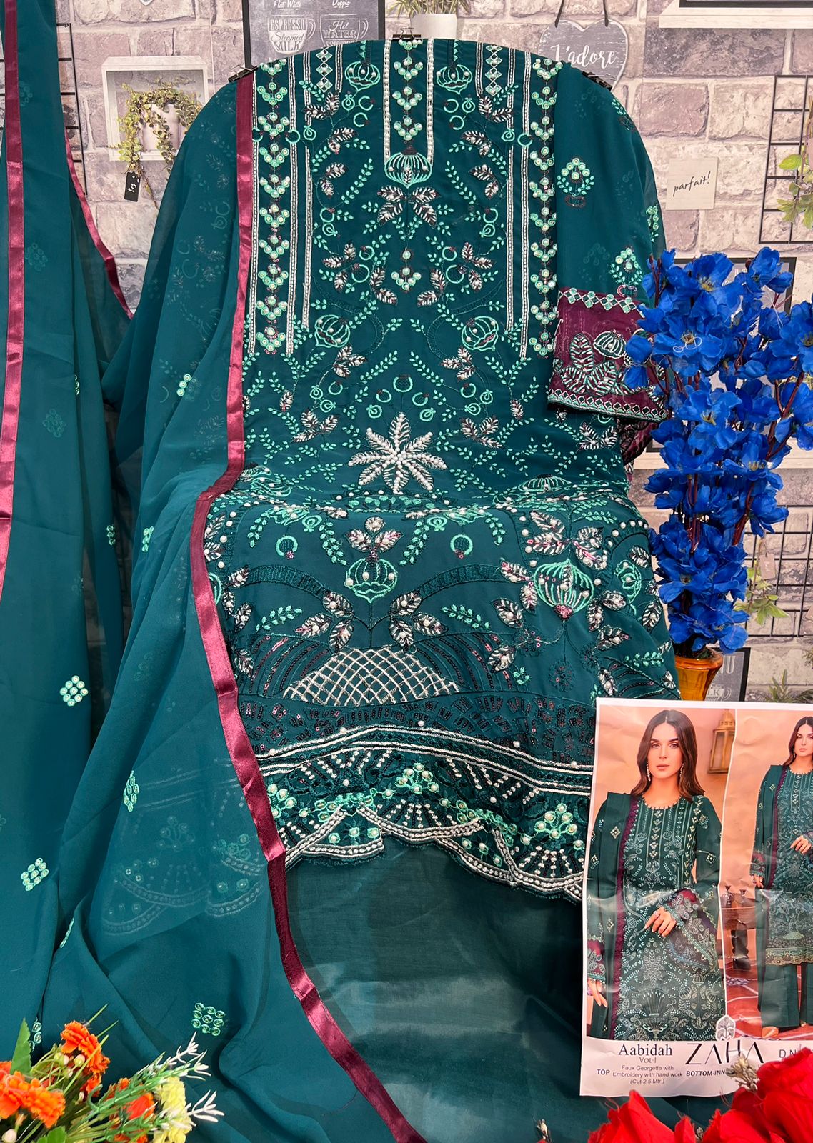 ZAHA 10239 AABIDAH VOL 1 PAKISTANI SUITS