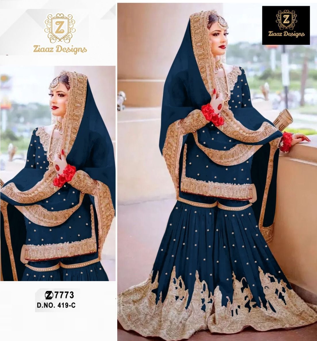 ZIAAZ DESIGNS 419 C GHARARA WHOLESALER