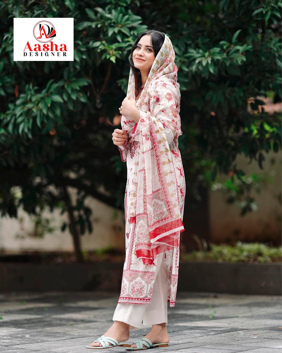 AASHA DESIGNER 1064 A PAKISTANI COTTON SUITS