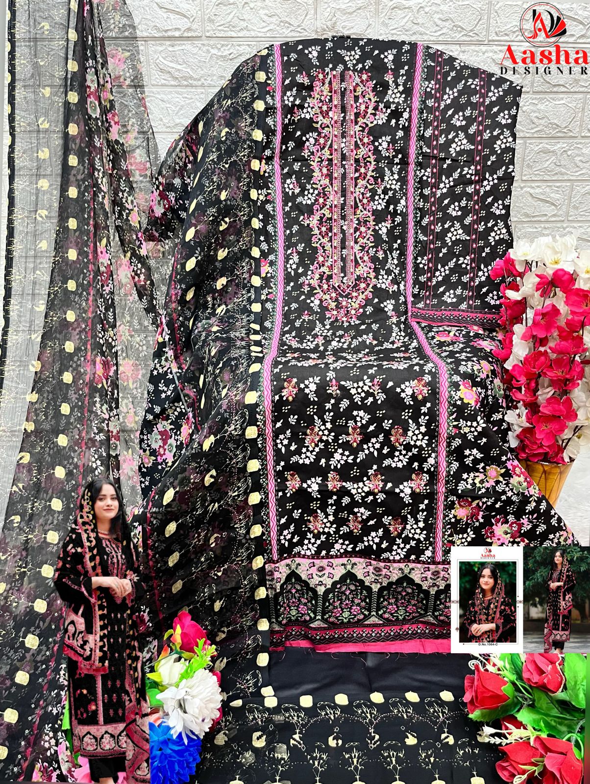 AASHA DESIGNER 1064 C PAKISTANI COTTON SUITS