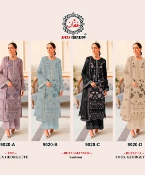 AFFAN CREATION 9020 A B C D PAKISTANI SUITS IN INDIA
