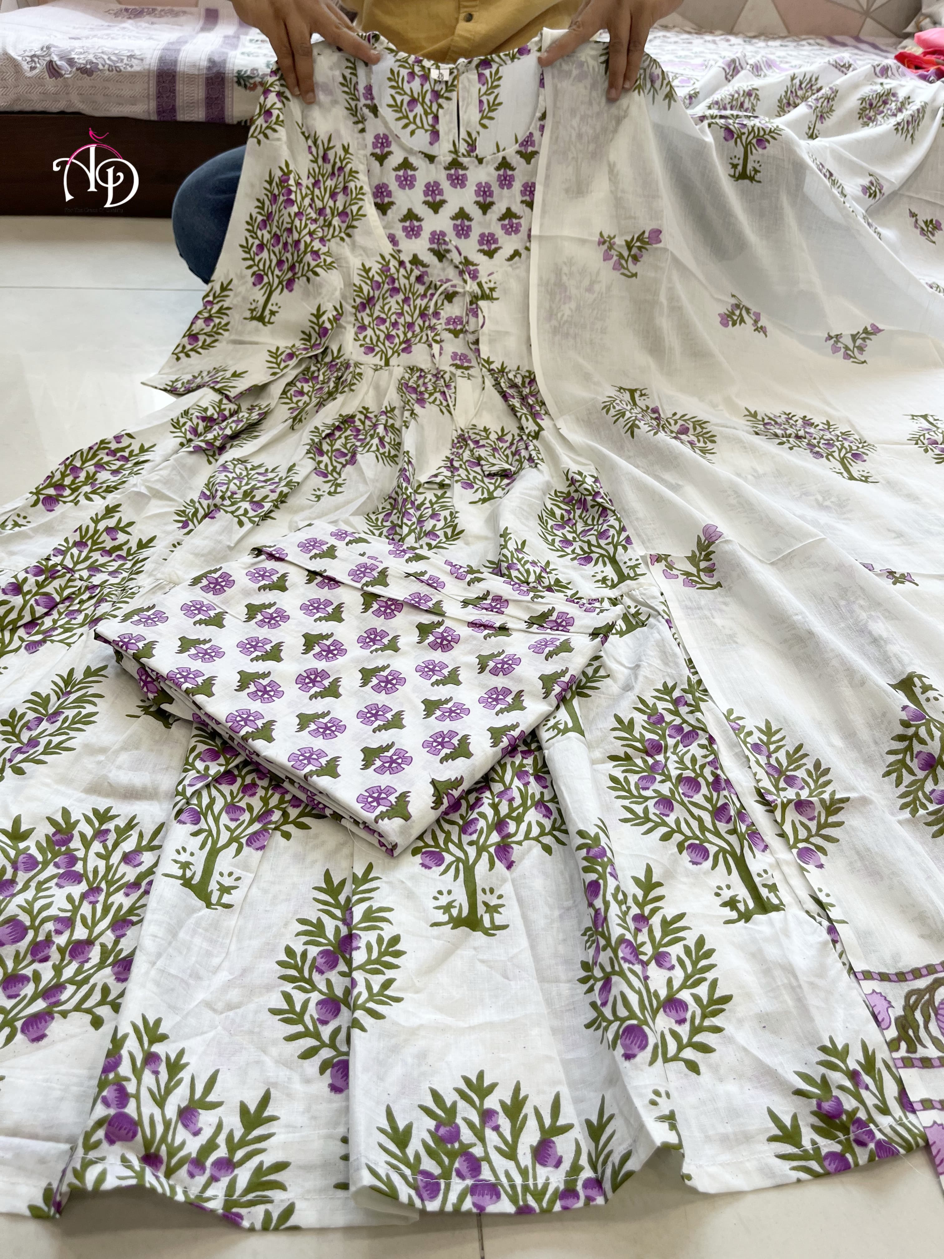 AKSHAR DESIGNER AD LAVENDER ANAR PRINT KURTA