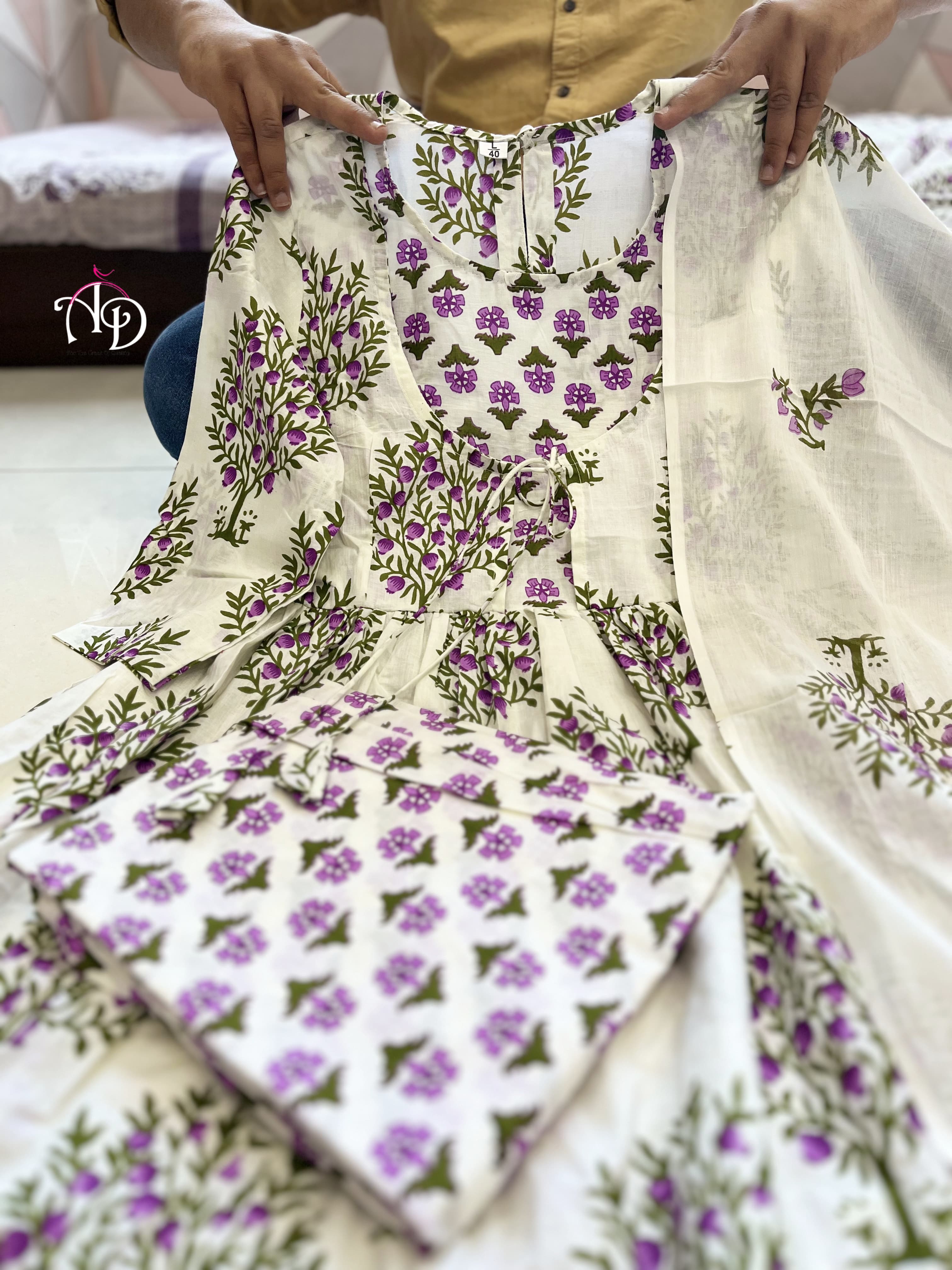 AKSHAR DESIGNER AD LAVENDER ANAR PRINT KURTA