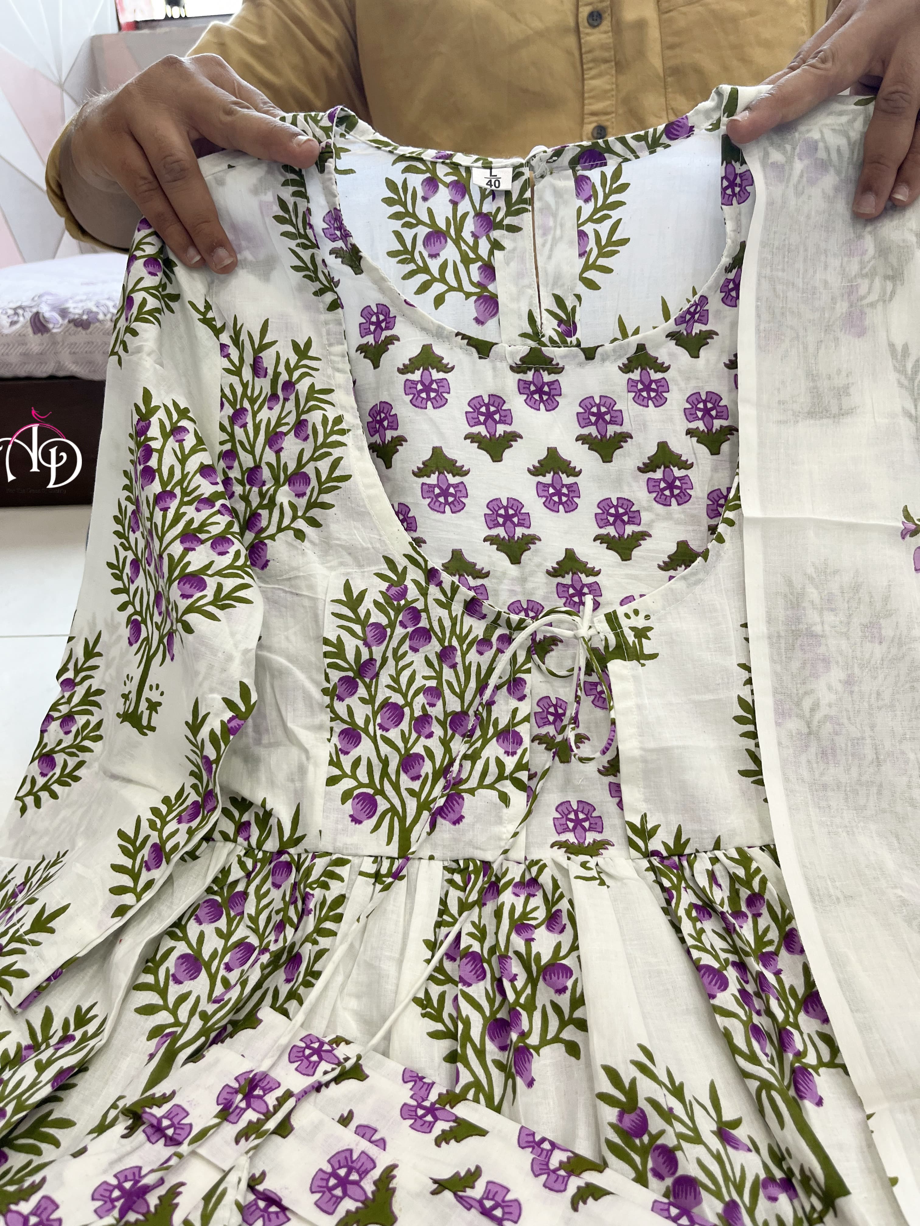 AKSHAR DESIGNER AD LAVENDER ANAR PRINT KURTA