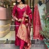 AKSHAR DESIGNER PINK CHANDERI SILK SUITS