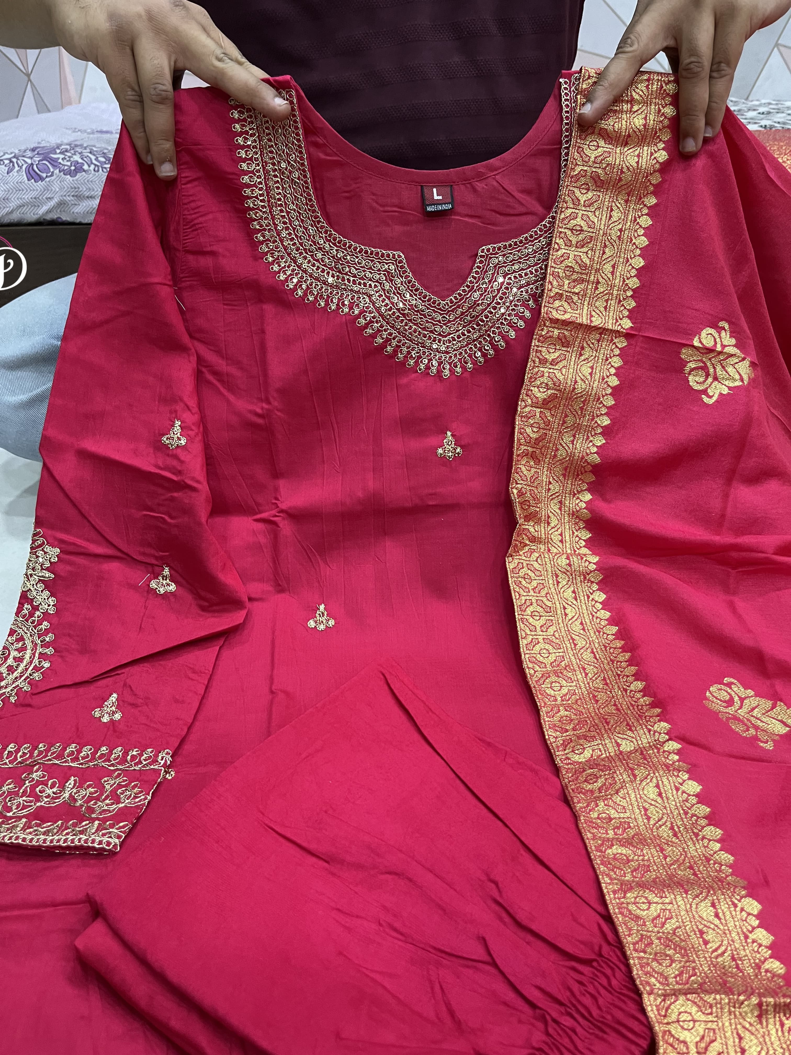 AKSHAR DESIGNER PINK CHANDERI SILK SUITS