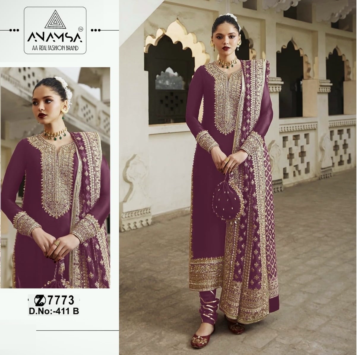 ANAMSA 411 B PAKISTANI SUITS IN INDIA