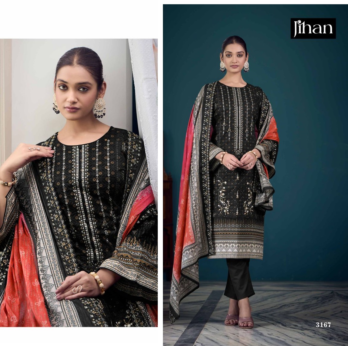 JIHAN 3167 COTTON PAKISTANI SUITS WHOLESALE