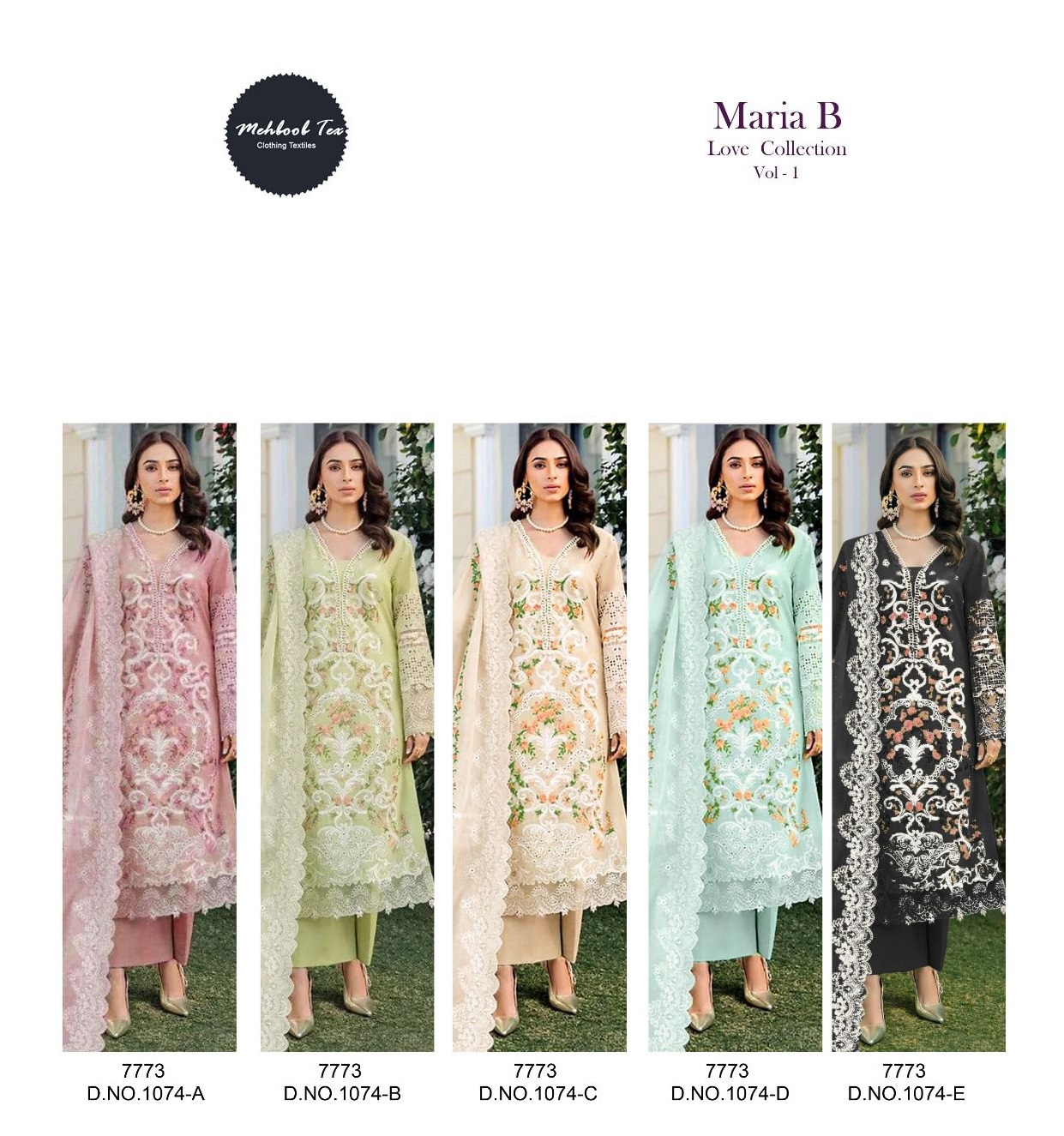 MEHBOOB TEX 1074 A TO E MARIA B VOL 1 SUITS