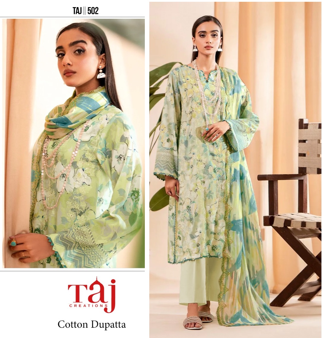 TAJ CREATIONS 502 COTTON PAKISTANI SUITS