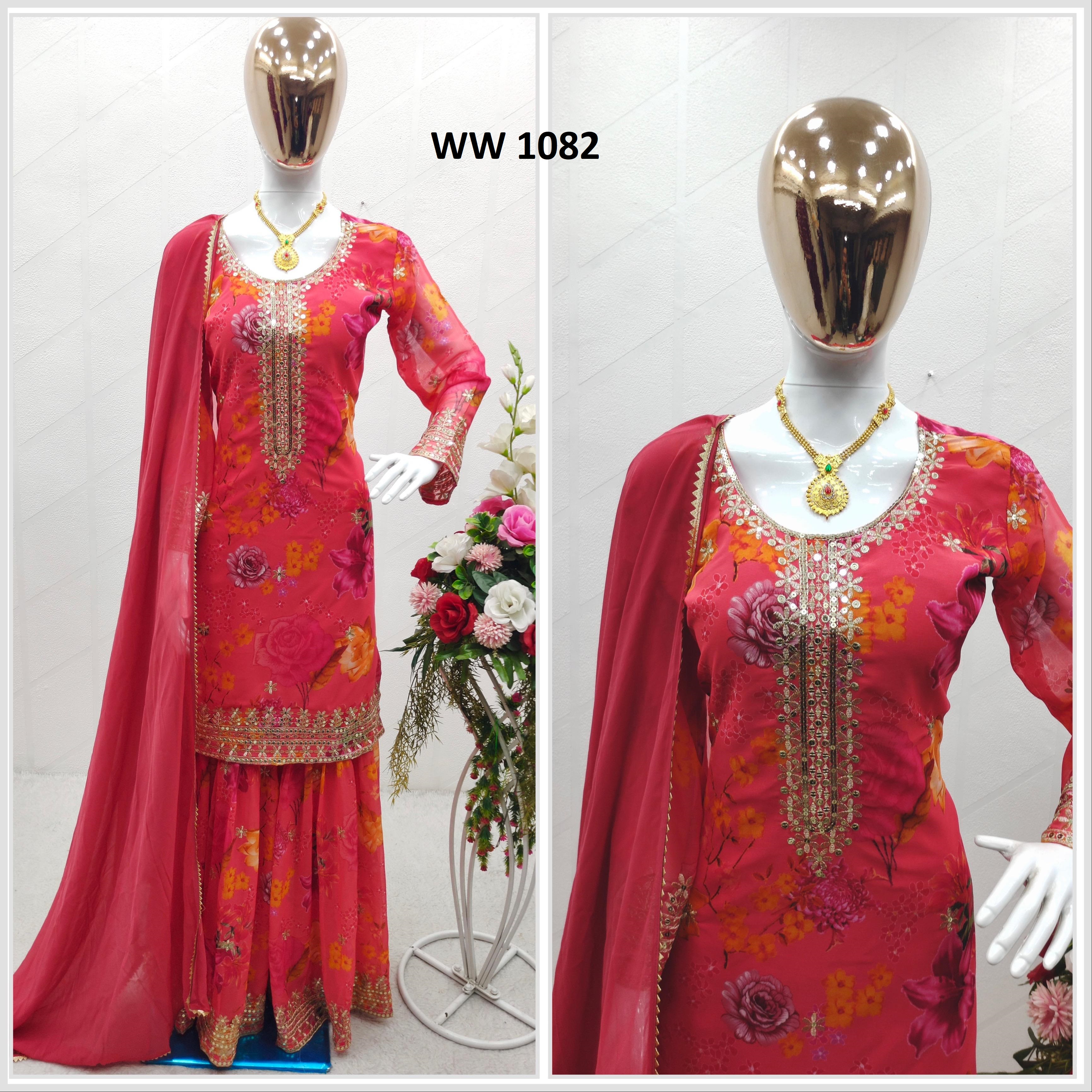 WOMEN WASTRA WW 1082 DESIGNER TOP SHARARA