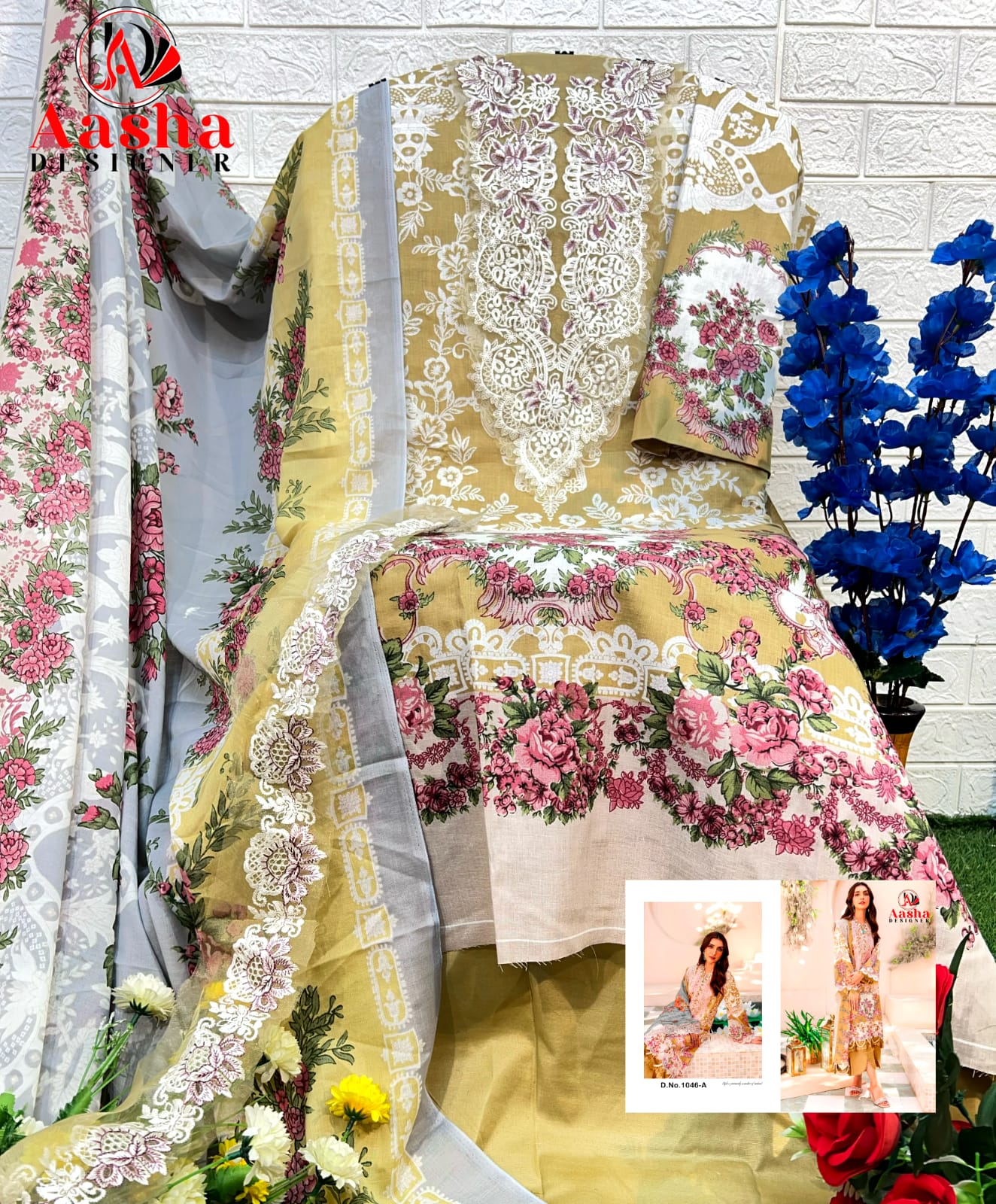 AASHA DESIGNER 1046 B PAKISTANI SUITS WHOLESALE