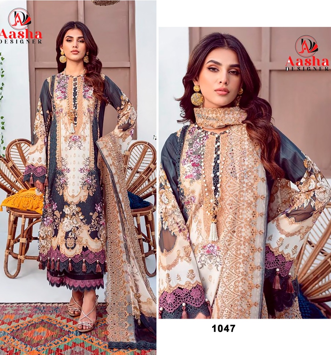 AASHA DESIGNER 1047 PAKISTANI SUITS IN INDIA