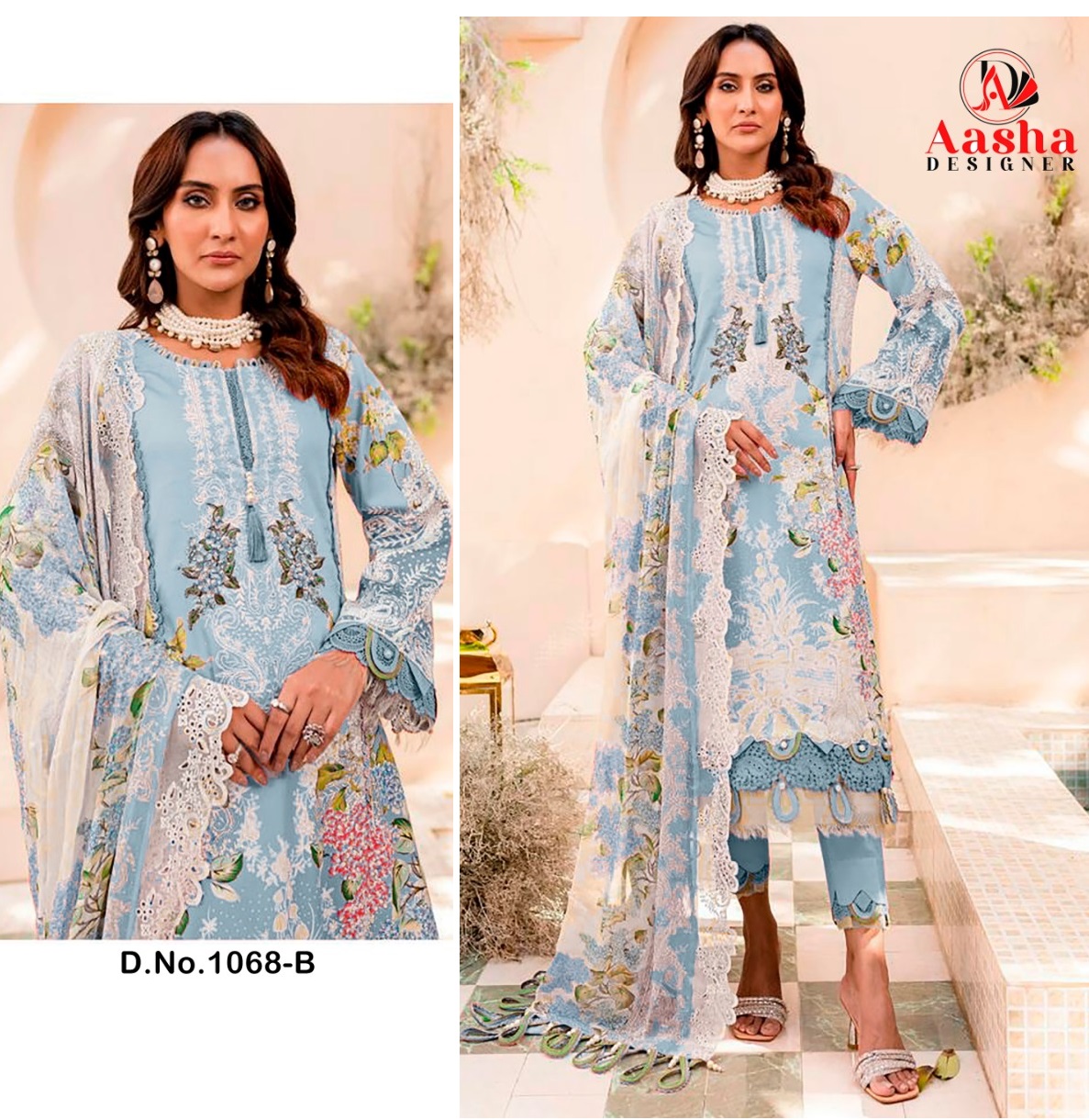 AASHA DESIGNER 1068 B COTTON PAKISTANI SUITS