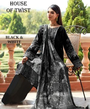 HOUSE OF TWIST BLACK AND WHITE LAWN KARACHI SUITS