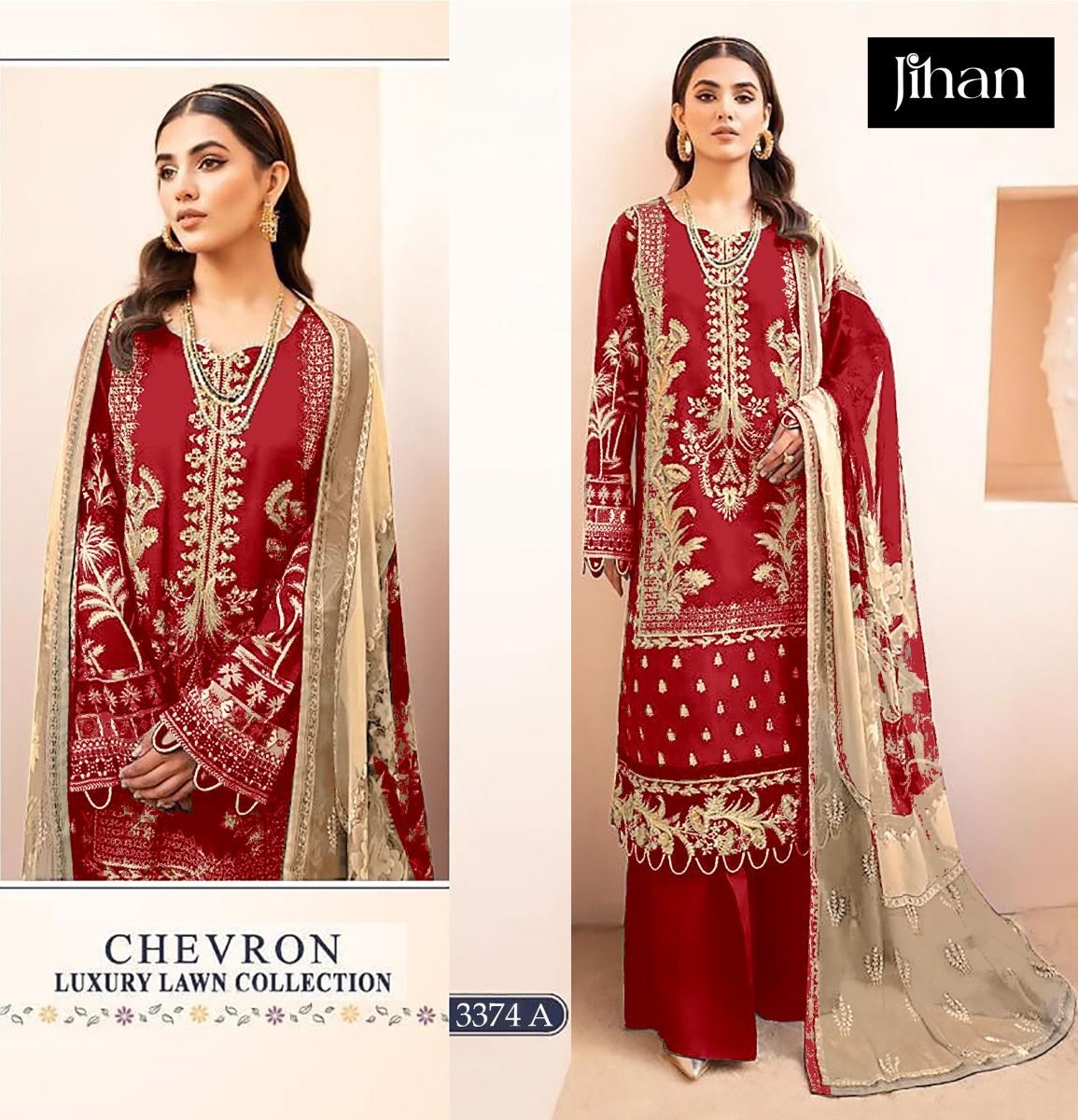 JIHAN 3374 A PAKISTANI COTTON SALWAR SUITS