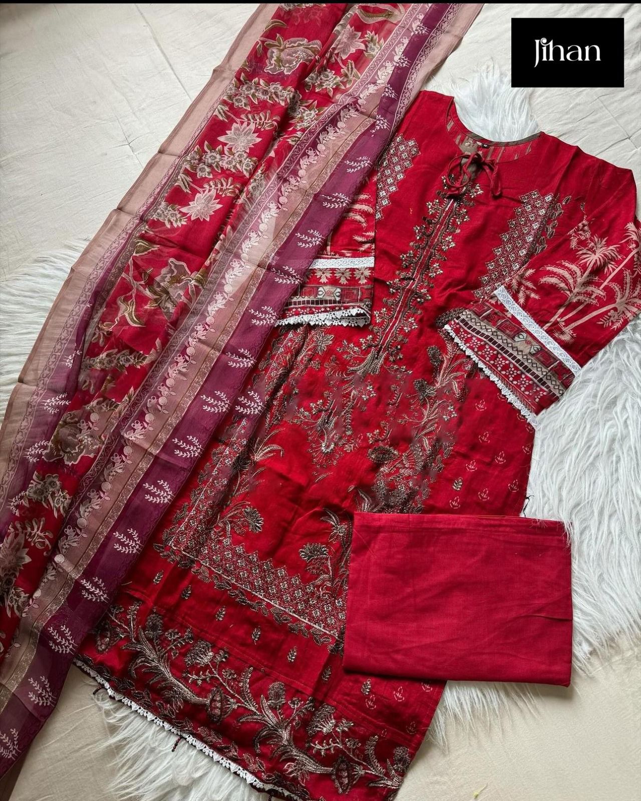 JIHAN 3374 A PAKISTANI COTTON SALWAR SUITS