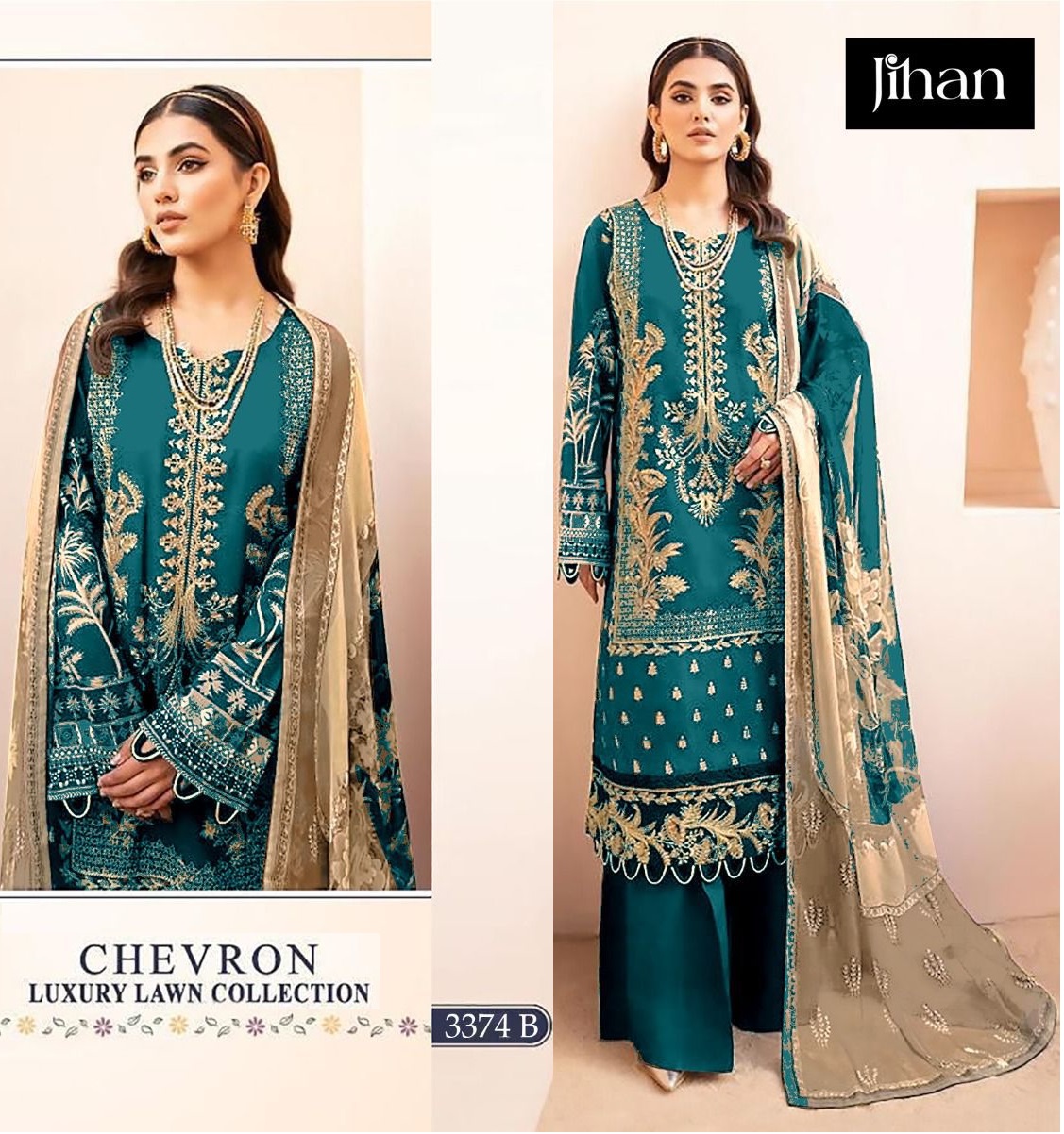 JIHAN 3374 B PAKISTANI COTTON SALWAR SUITS