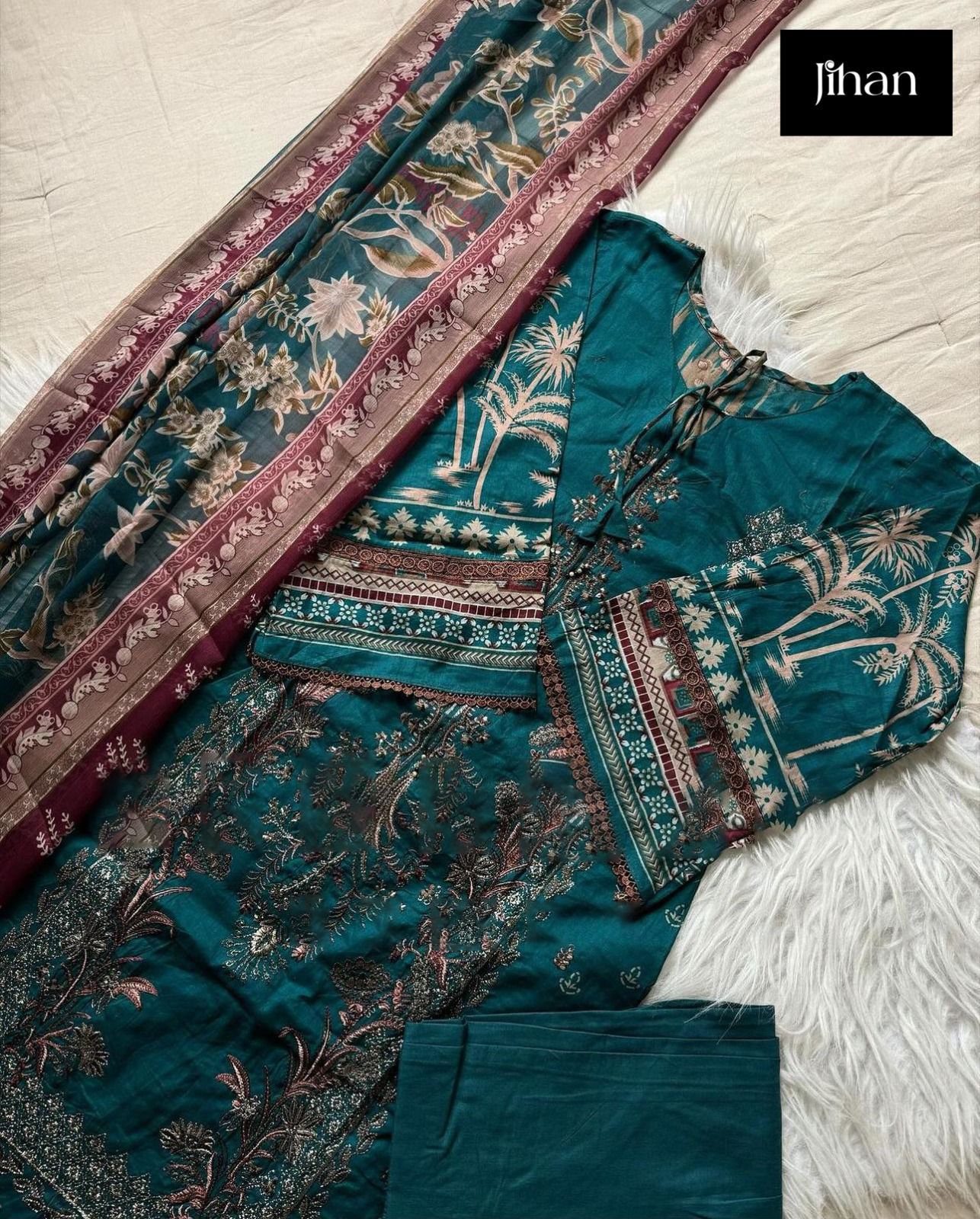 JIHAN 3374 B PAKISTANI COTTON SALWAR SUITS