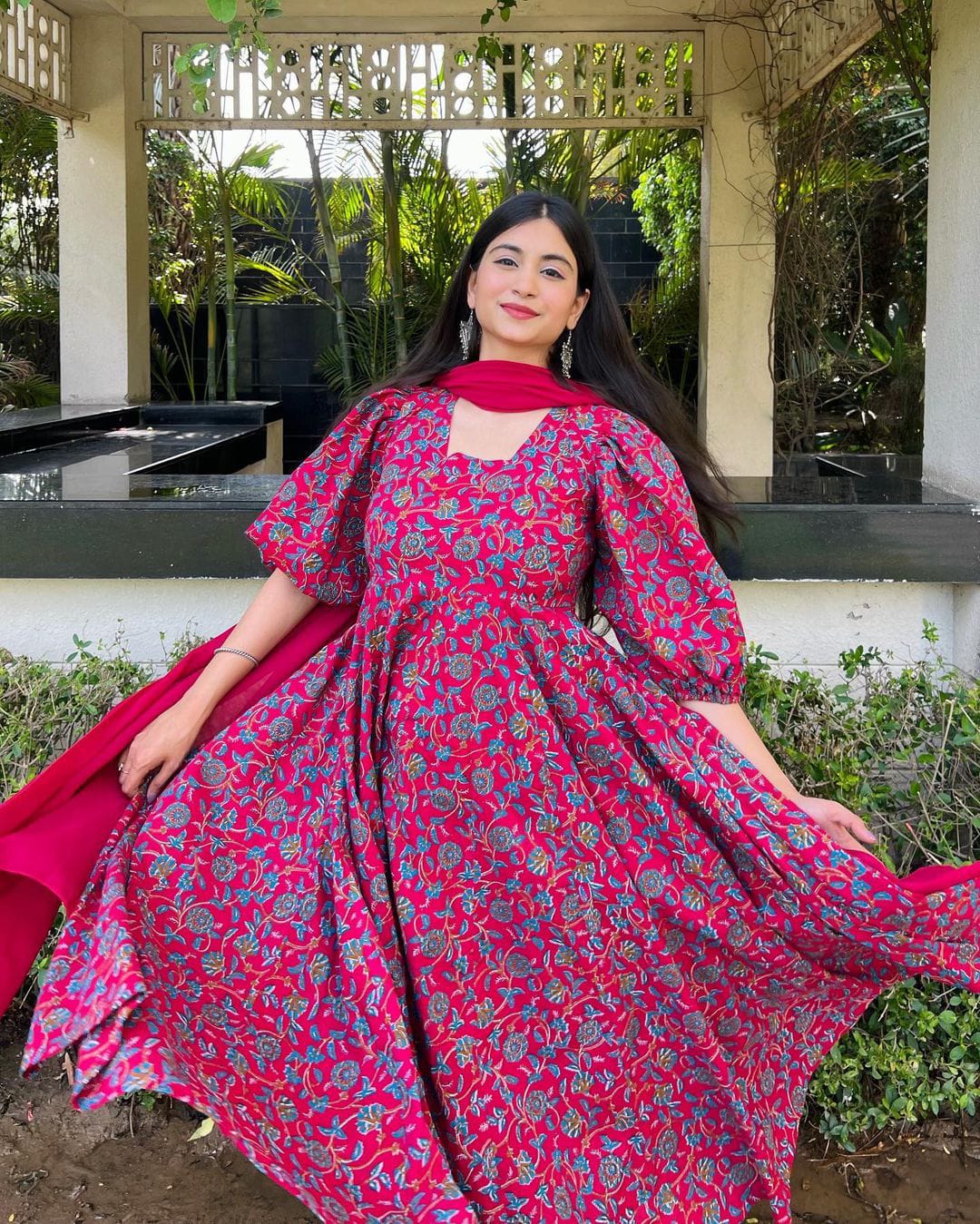 MURTI TRENDS COTTON MUGAL PRINTED ANARKALI GOWN