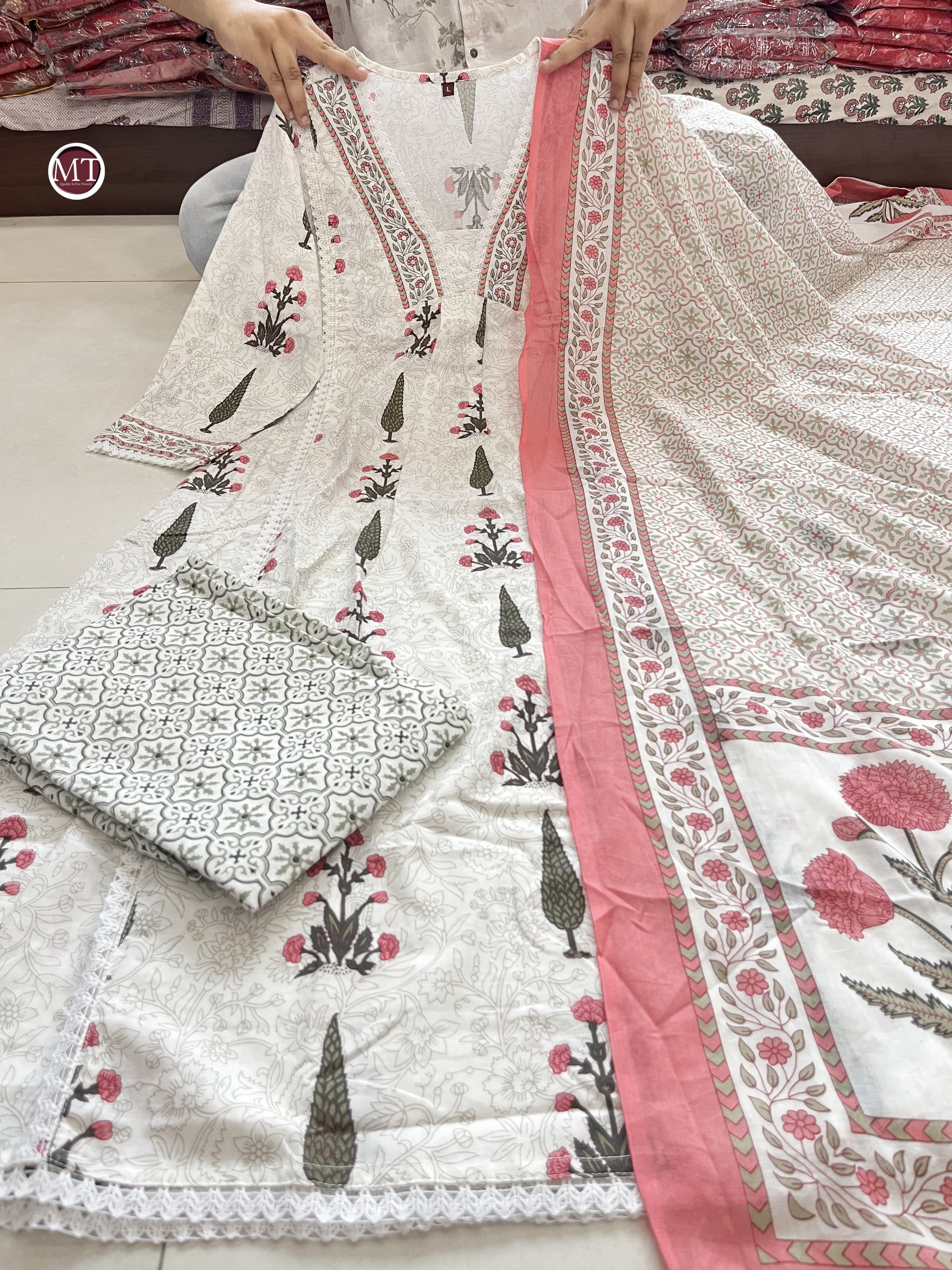 MURTI TRENDZ WHITE COTTON CANDY PLAZZO SUITS