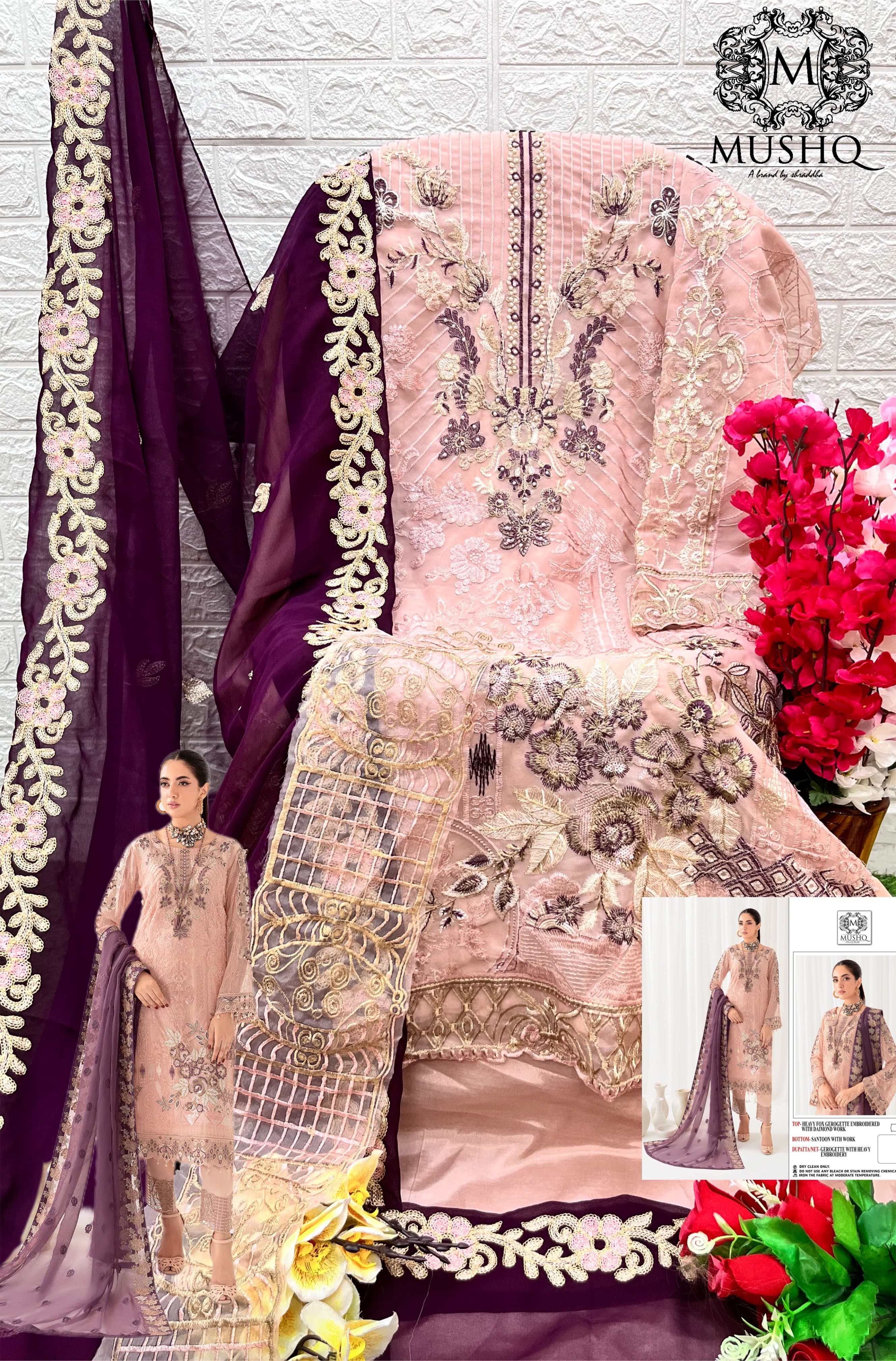 MUSHQ M 264 PAKISTANI SALWAR SUITS