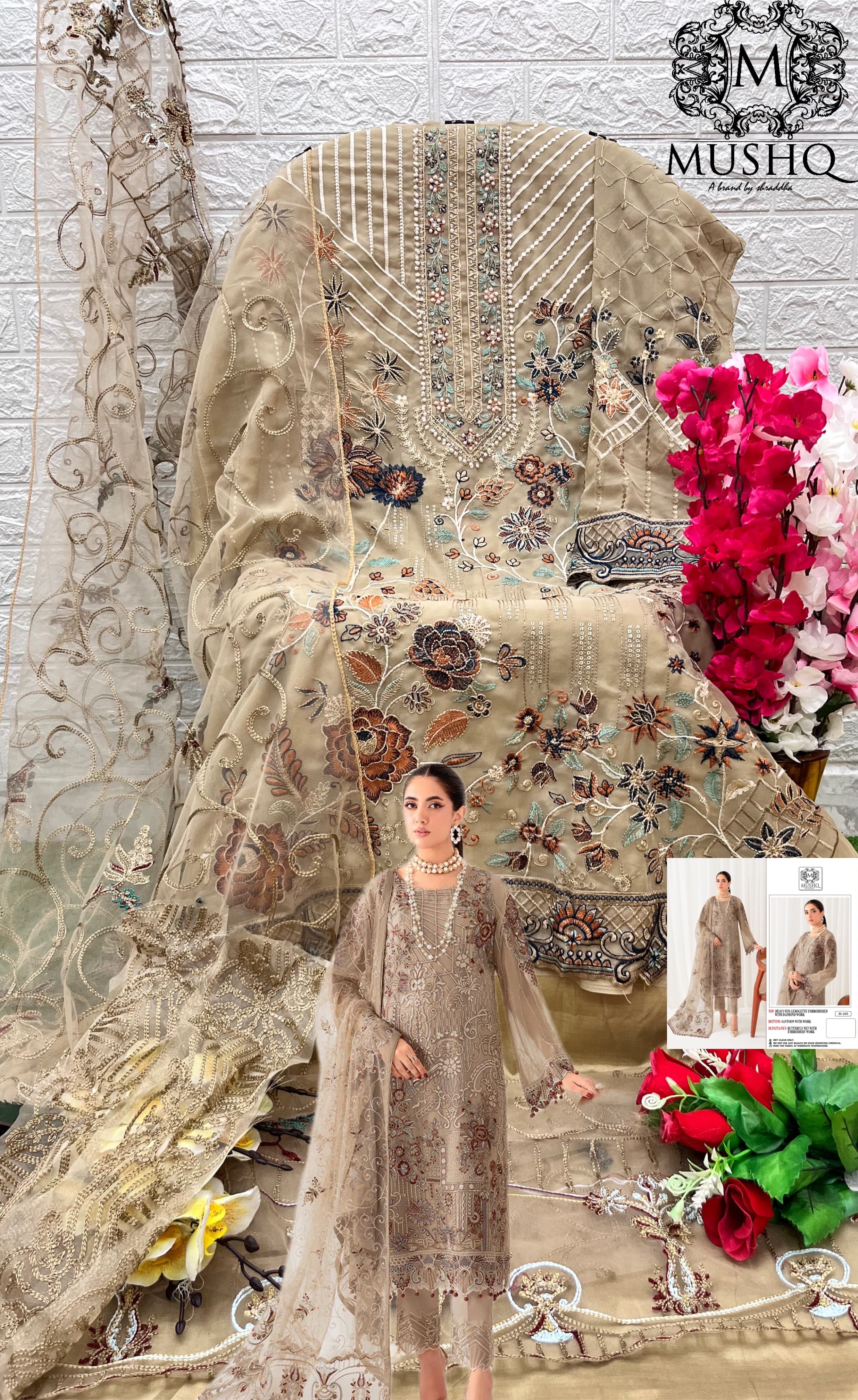 MUSHQ M 269 PAKISTANI SALWAR SUITS