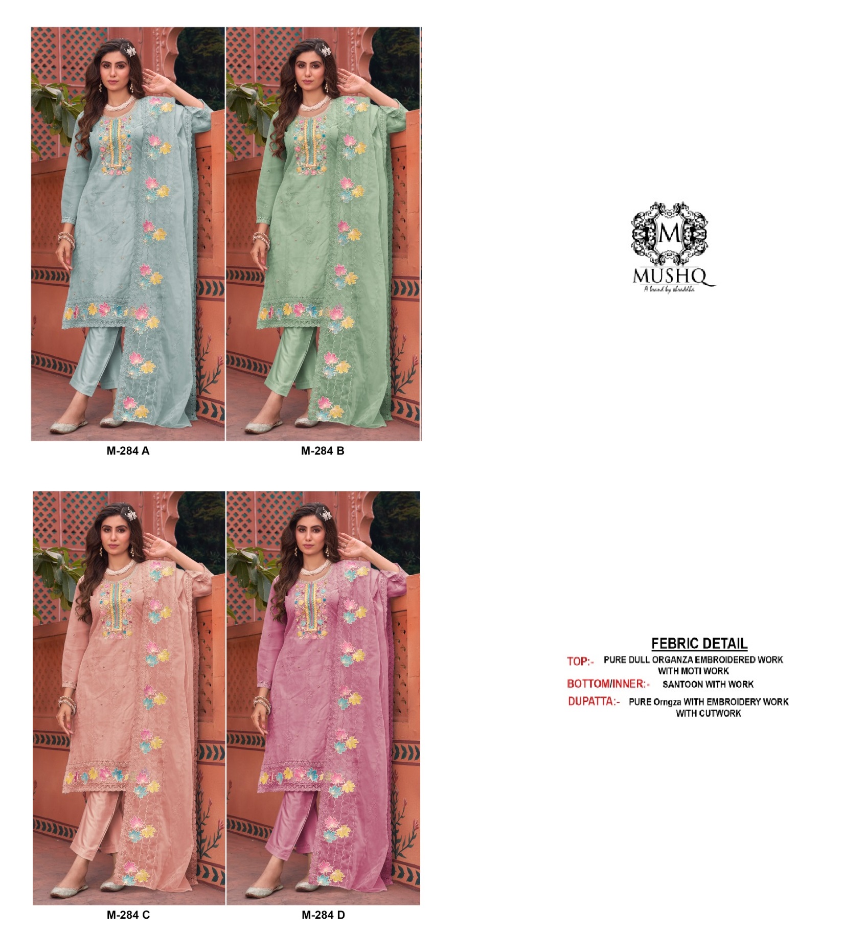 MUSHQ M 284 A B C D PAKISTANI SUITS IN INDIA