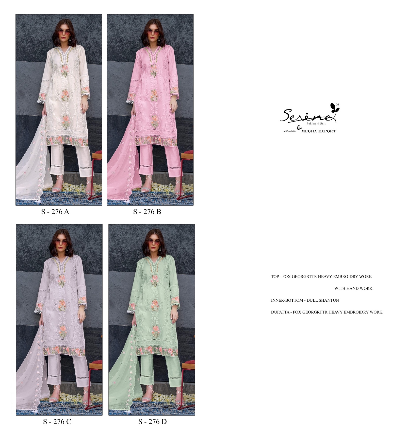 SERINE S 276 A B C D PAKISTANI SUITS IN INDIA