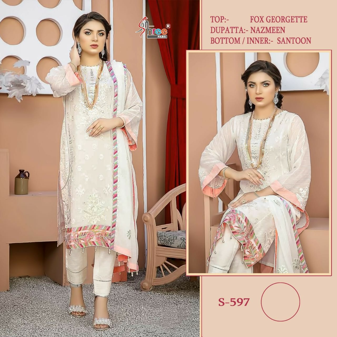 SHREE FABS S 597 PAKISTANI SUITS IN INDIA