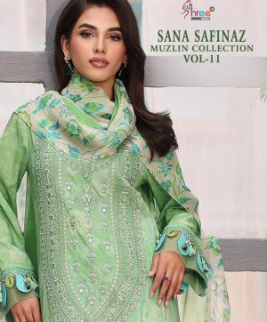 SHREE FABS SANA SAFINAZ MUZLIN VOL 11 COTTON SALWAR KAMEEZ WHOLESALER IN SURAT