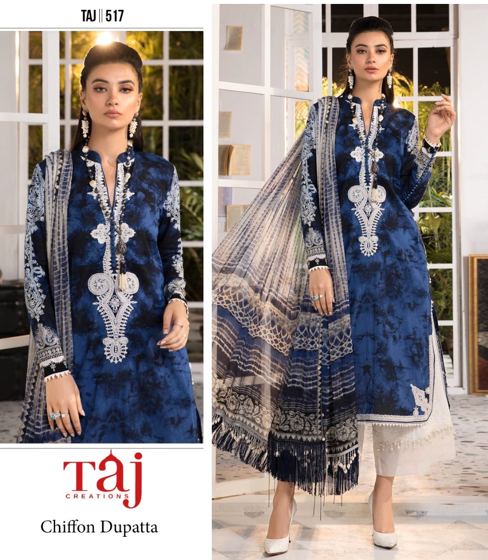 TAJ CREATIONS 517 COTTON PAKISTANI SUITS