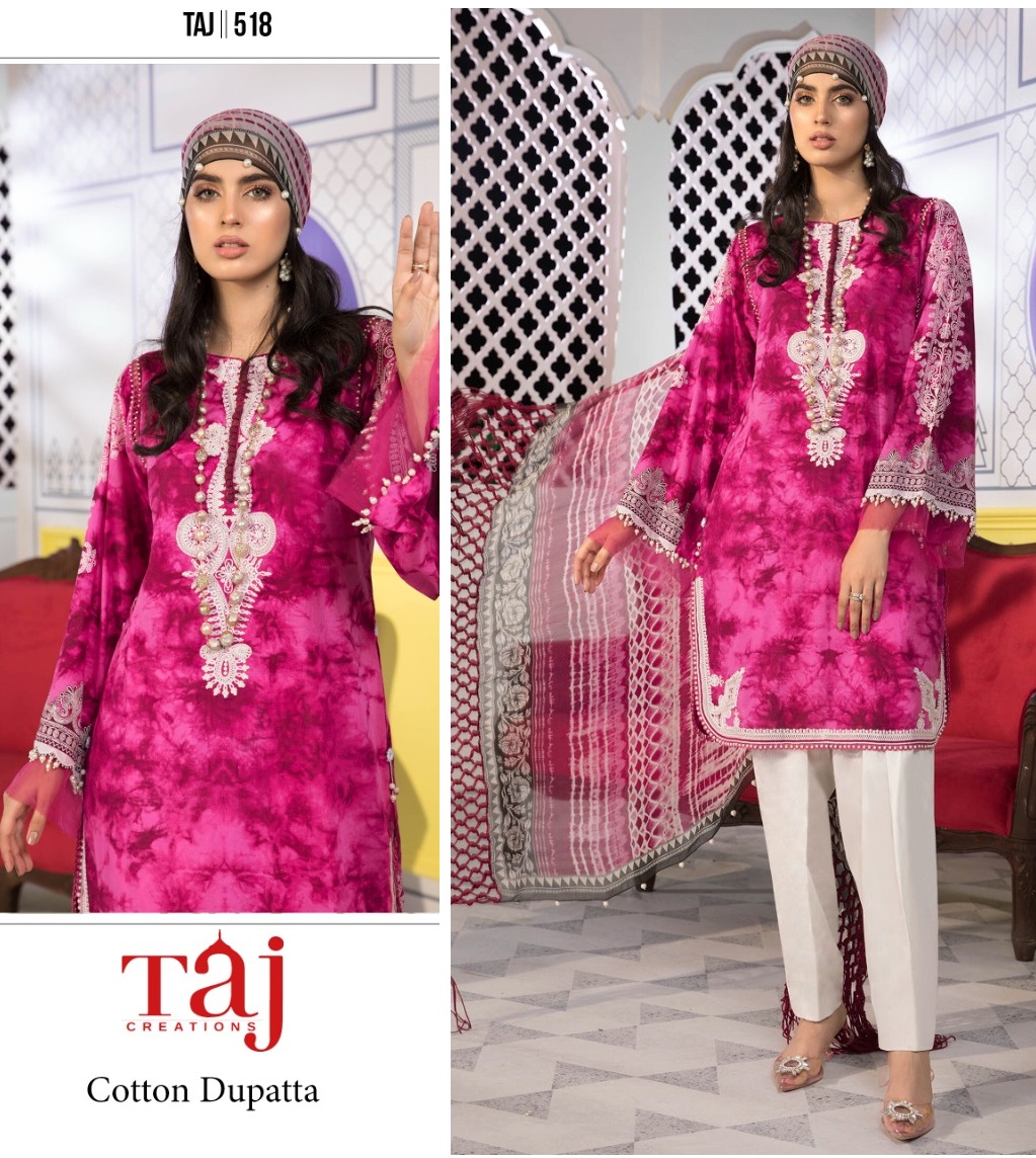 TAJ CREATIONS 518 COTTON PAKISTANI SUITS