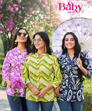 TIPS & TOPS BABY VOL 3 RAYON PRINT SHORT KURTIS WHOLESALER IN SURAT